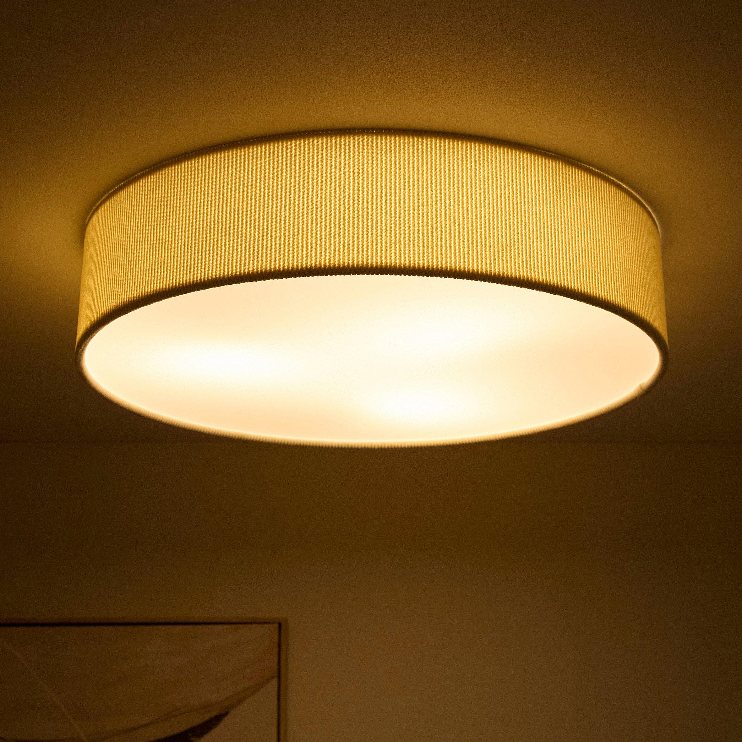 Cream - K Living - Crete 45cm 3 Light Cream Velvet Drum Shade - 2