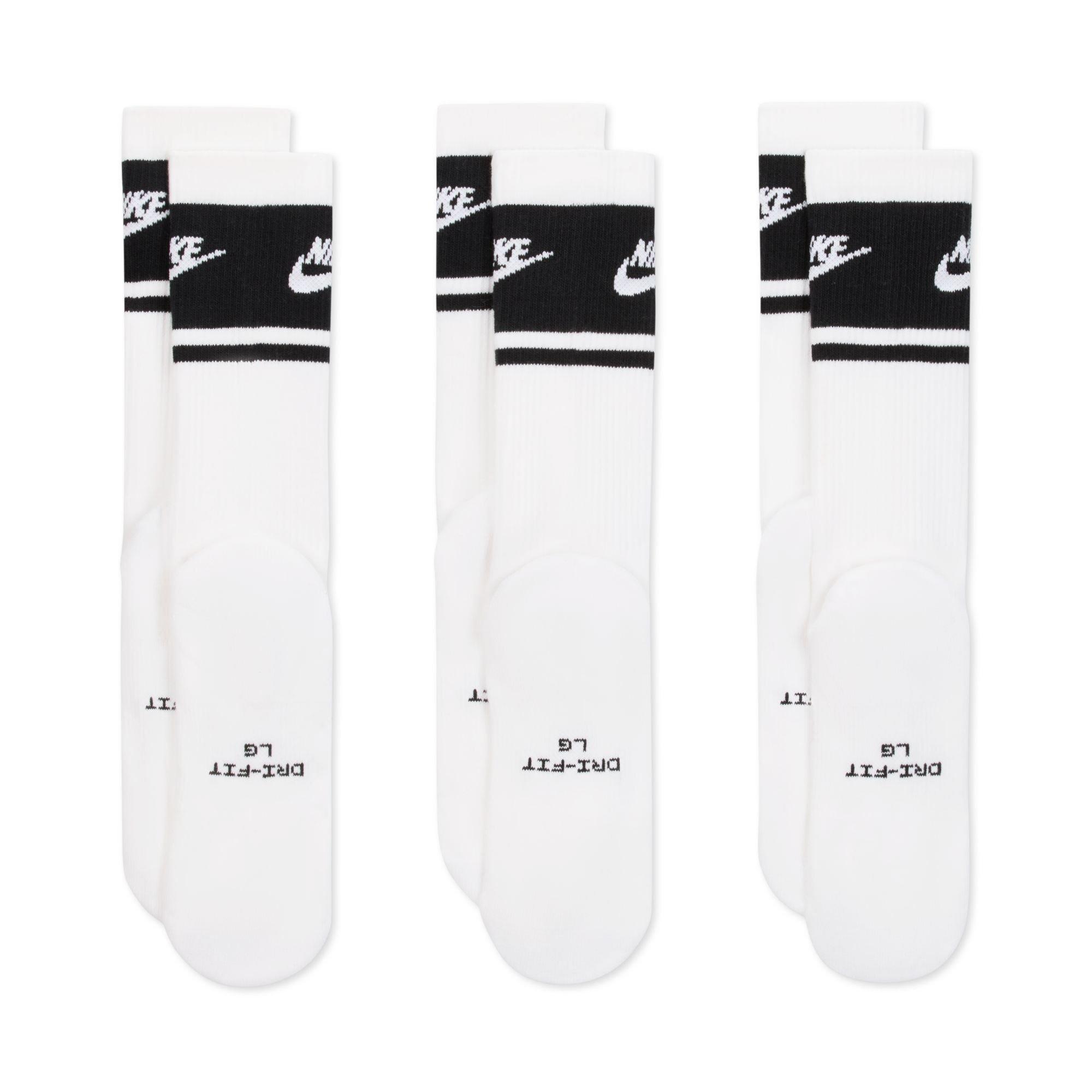 White/Black - Nike - Sportswear Dri-FIT Everyday Essential Crew Socks (3 Pairs) - 6