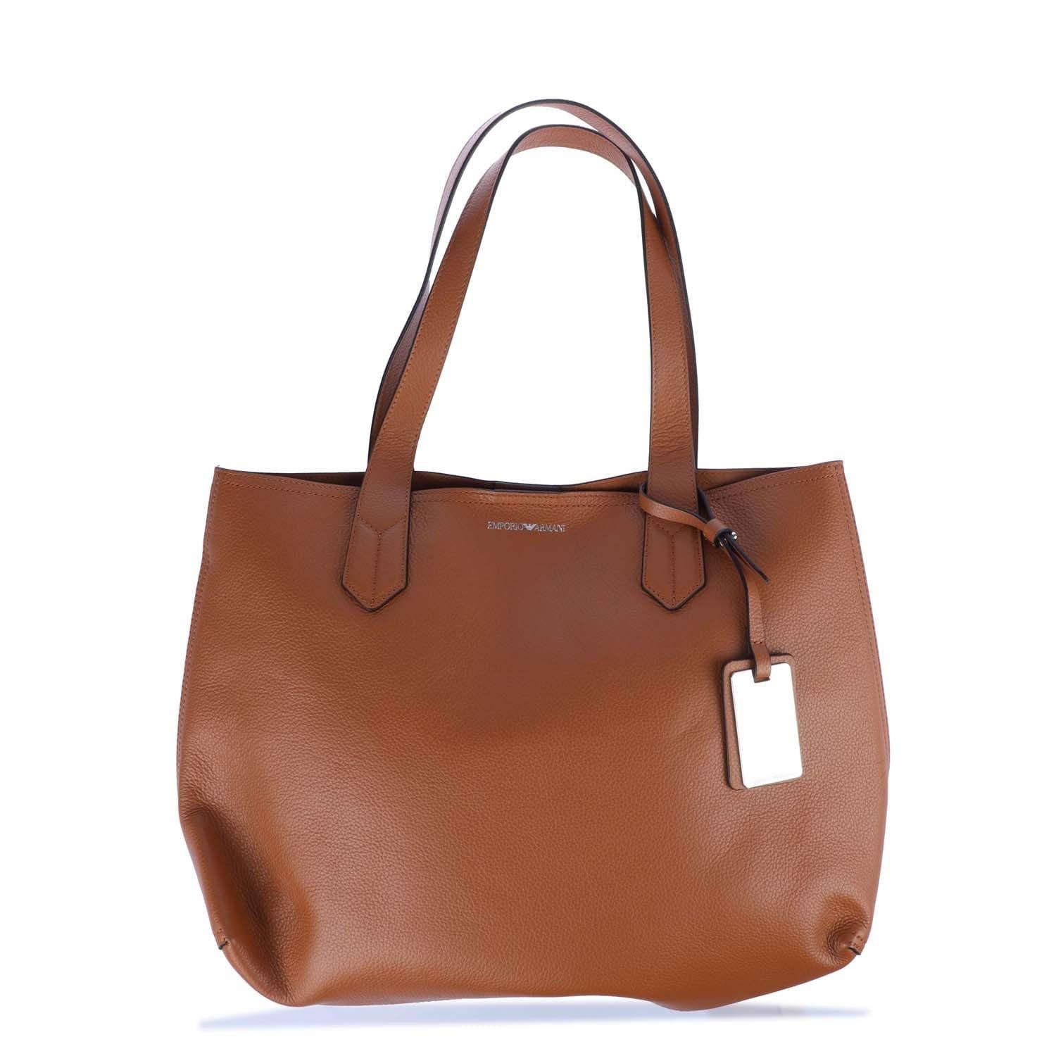 Brown - Emporio Armani - Leather Shopper Bag - 2