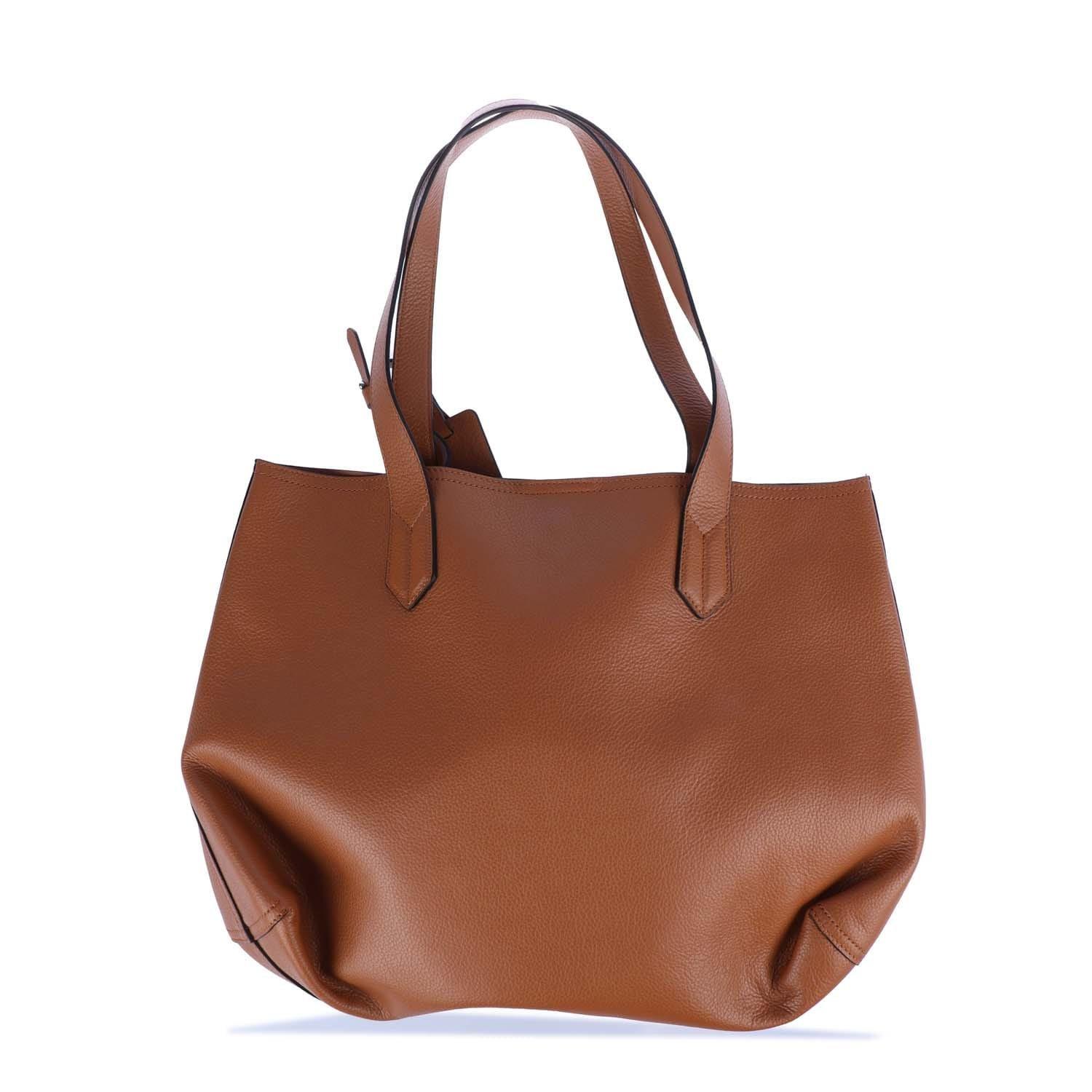 Brown - Emporio Armani - Leather Shopper Bag - 3