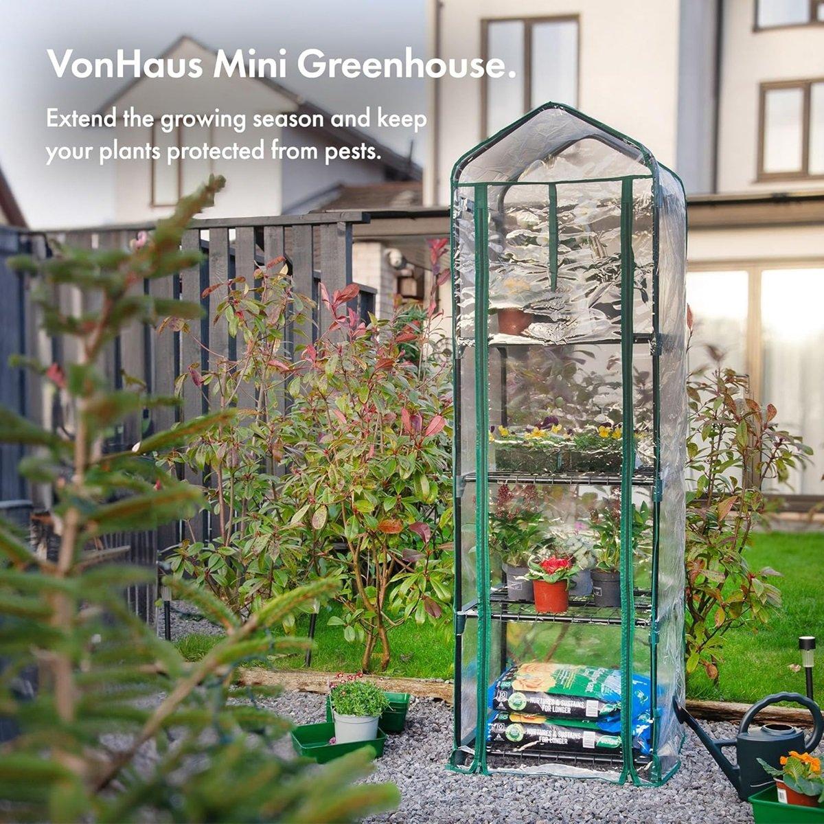 Clear - VonHaus - VonHaus Mini Greenhouse – 4 Tier Green House - 2