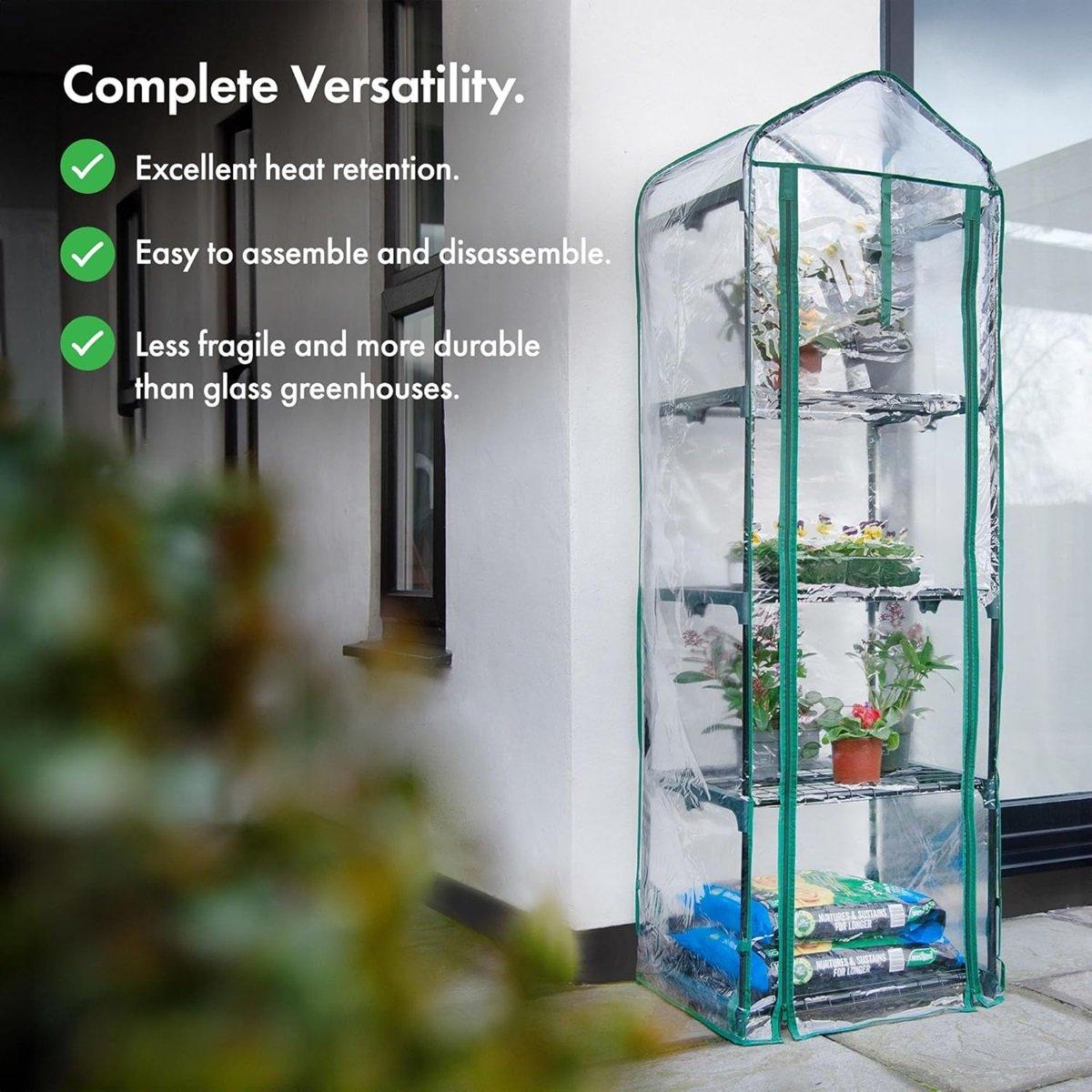 Clear - VonHaus - VonHaus Mini Greenhouse – 4 Tier Green House - 3