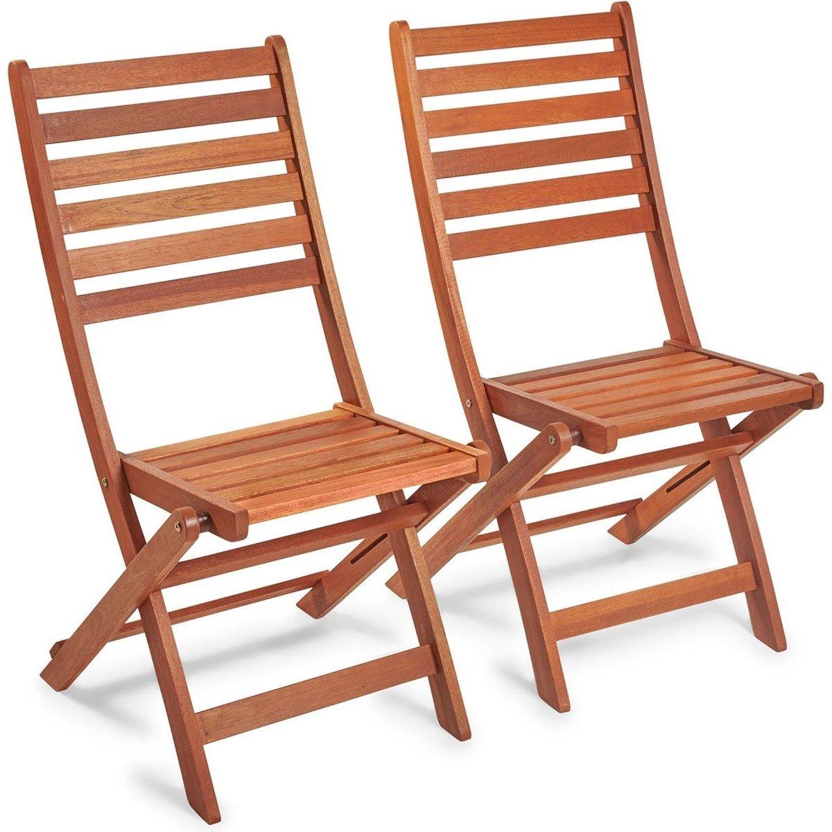Brown - VonHaus - VonHaus - 2 Pack Folding Wooden Chairs - 1