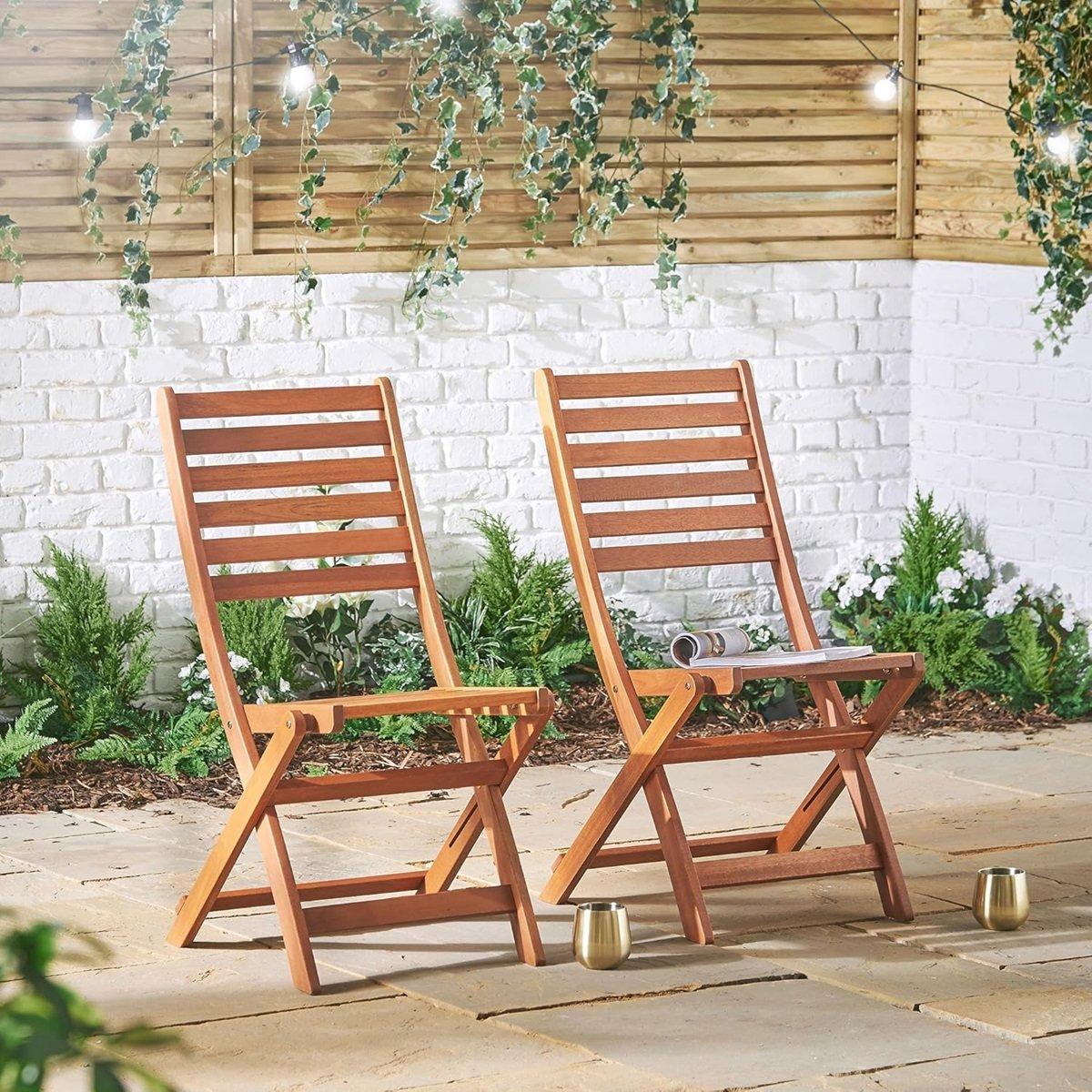 Brown - VonHaus - VonHaus - 2 Pack Folding Wooden Chairs - 2