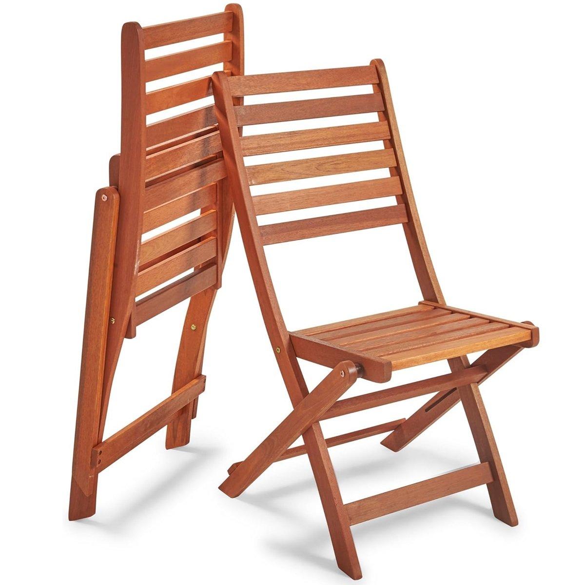 Brown - VonHaus - VonHaus - 2 Pack Folding Wooden Chairs - 6