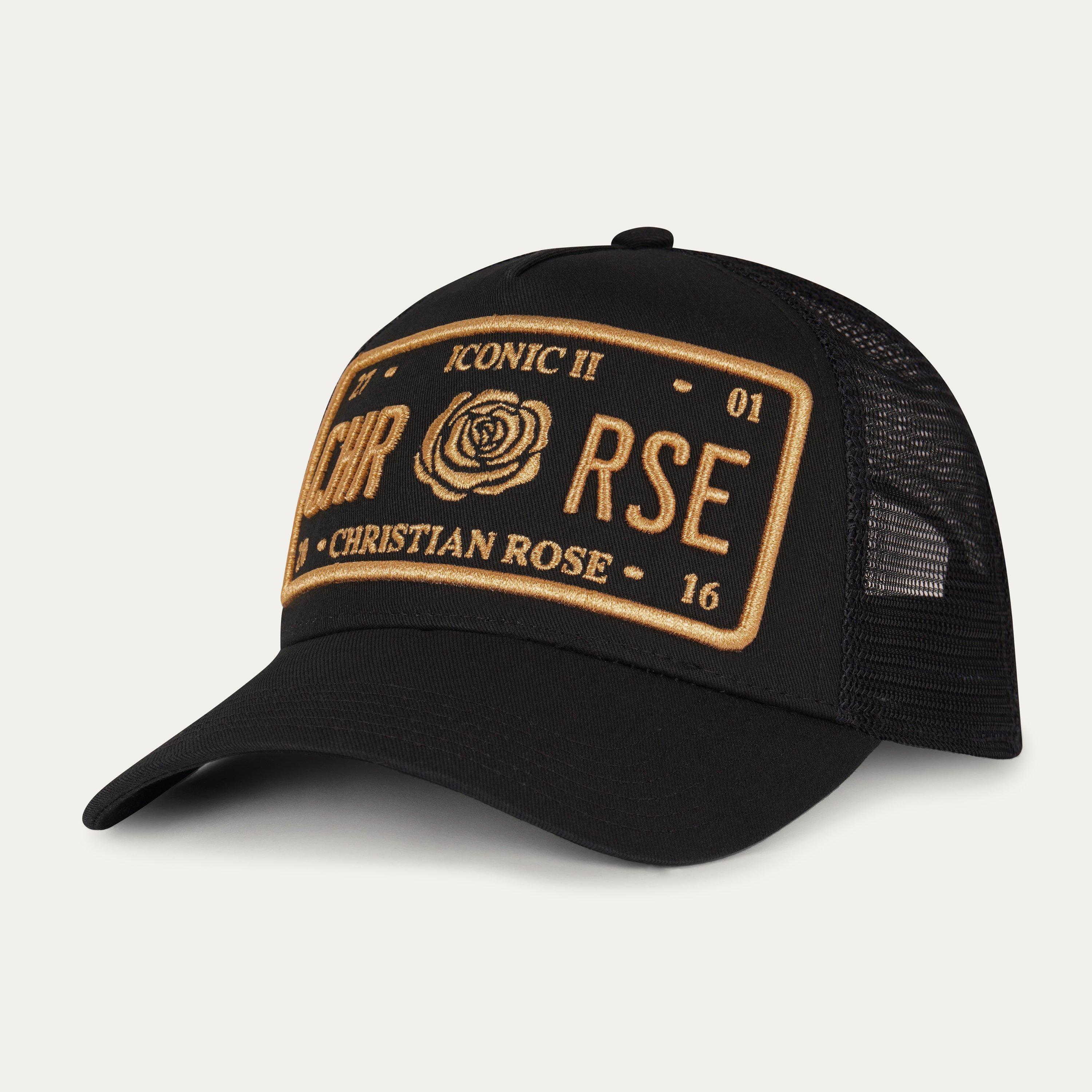 Christian Rose Iconic II Plate Trucker Cap - Black / Gold