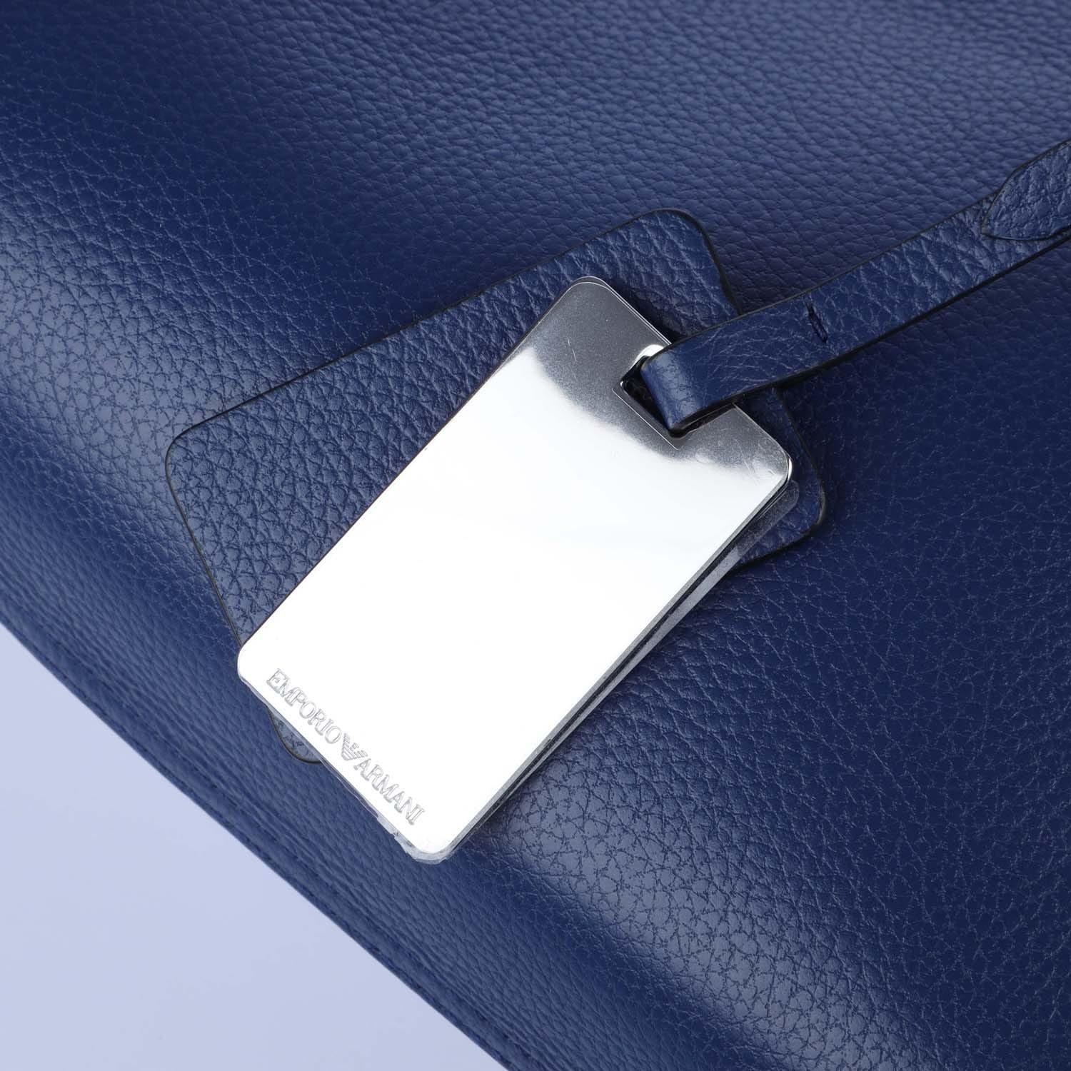 Blue - Emporio Armani - Leather Shopper Bag - 4