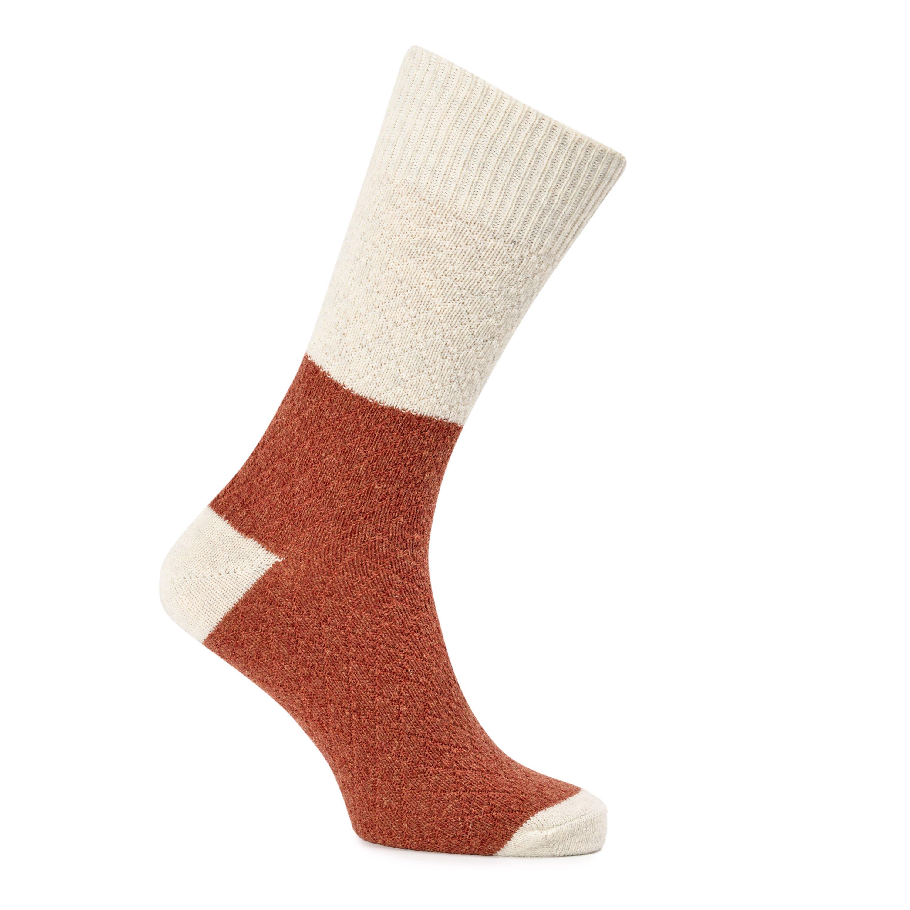 BEIGE AND OTHER - ANONYMOUSISM - ANON WOOL DIA 2 TONE SOCK - 1