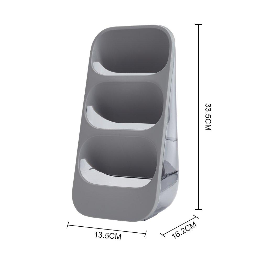 Grey - LIFE IDEAS - 2pcs 3-Compartment Plastic Utensil Holder - 2