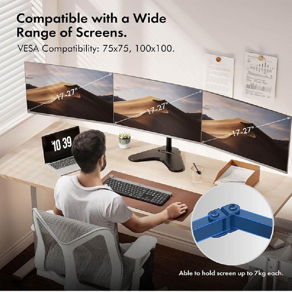 Black - VonHaus - Triple Monitor Mount Stand - 6