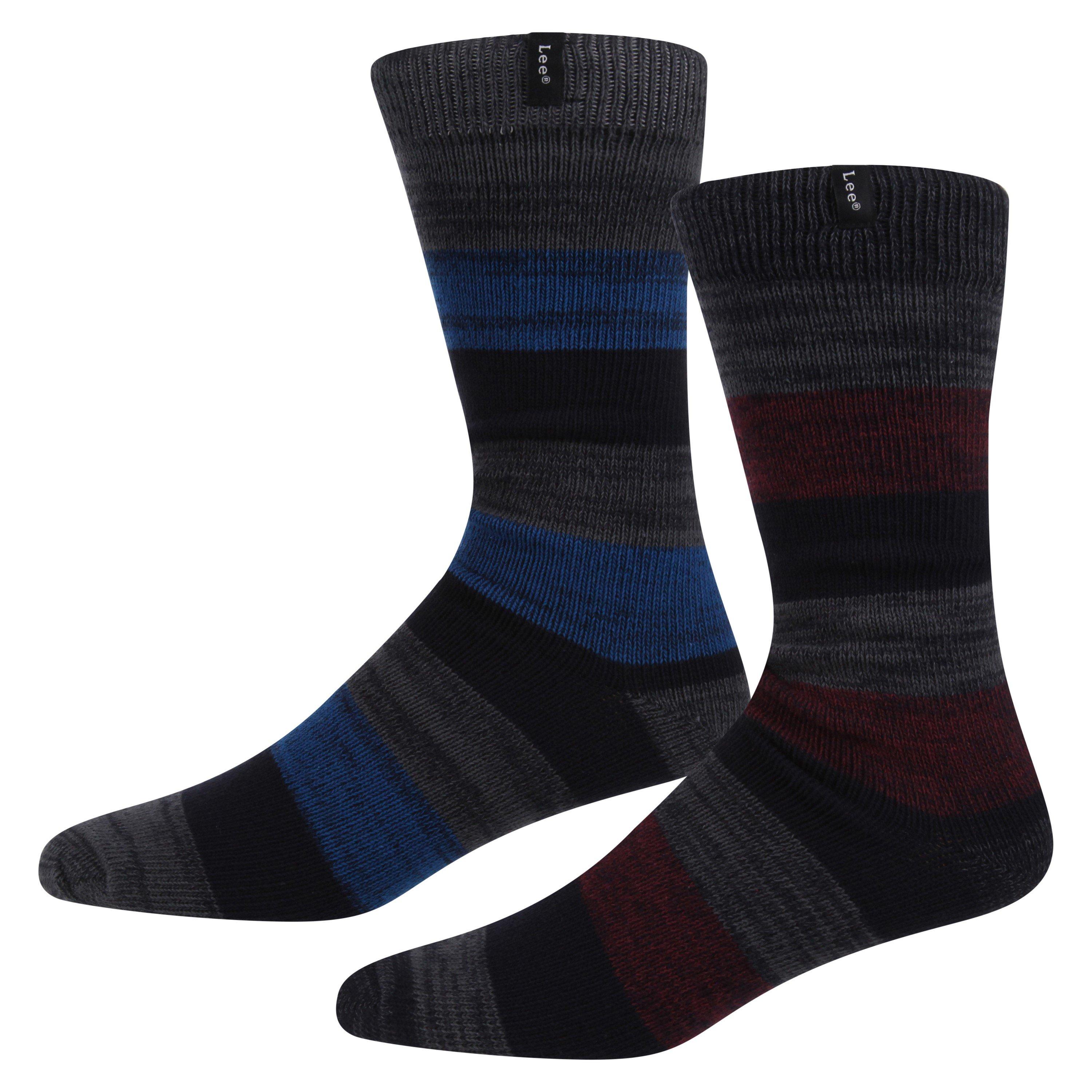 Lee Men's 2-Pack Cotton Boot Crew Socks - Gry/Cbalt/Foxy - 5-9