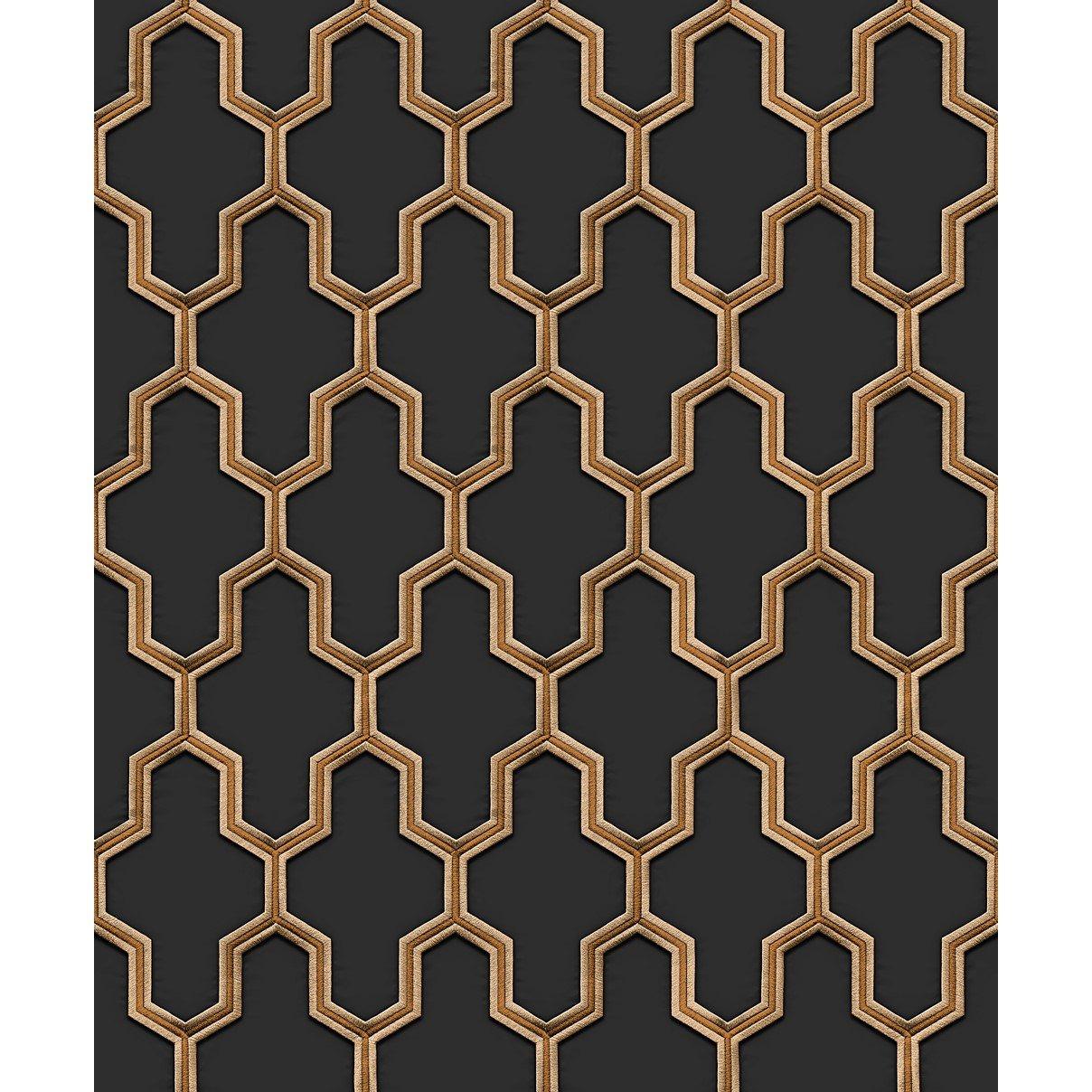 Black - Design ID - DID Geometric Silk Black & Gold Wallpaper - 2