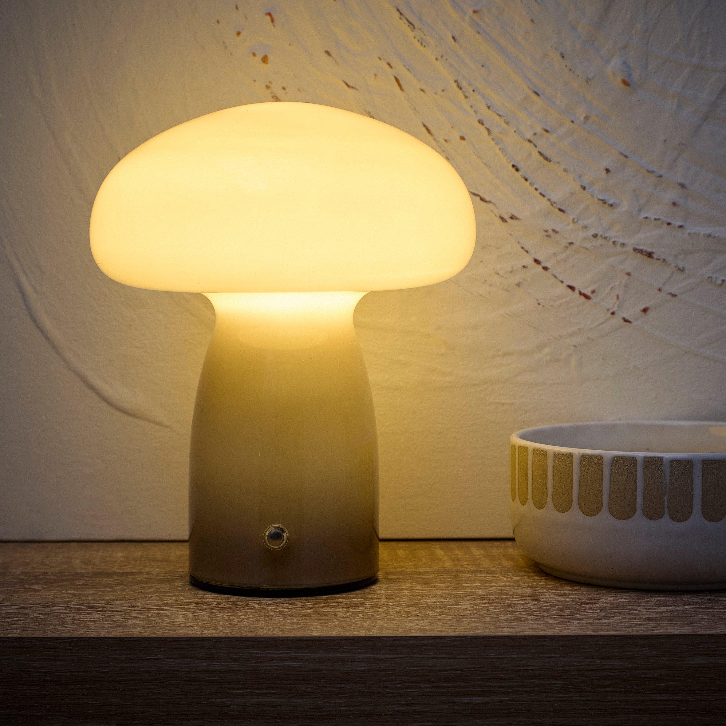 Mocha - K Living - Cory Mocha Glass Mushroom Shape Recharge LED Lamp - 2
