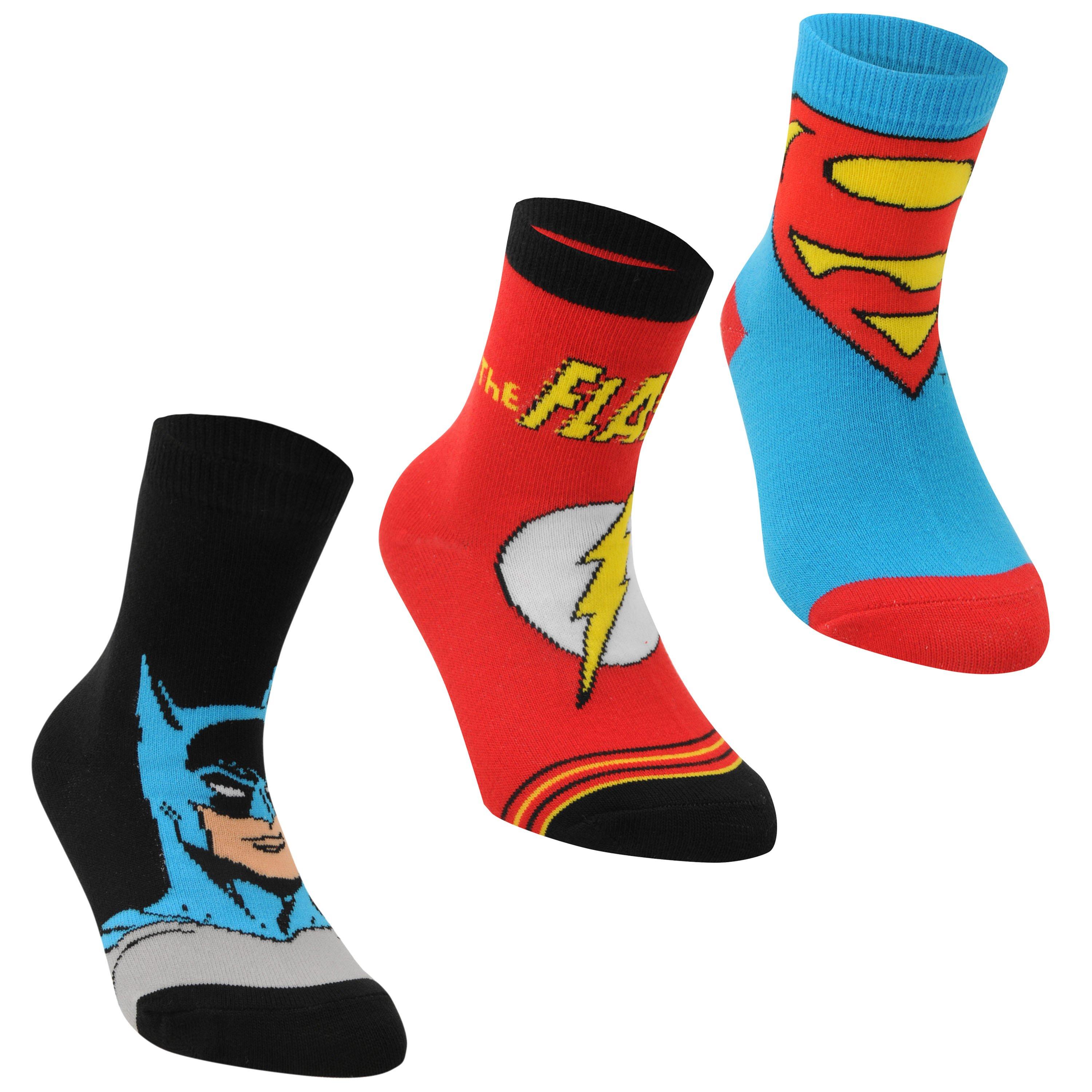 Character Superman 3 Pack Crew Socks Childrens Novelty Socks
