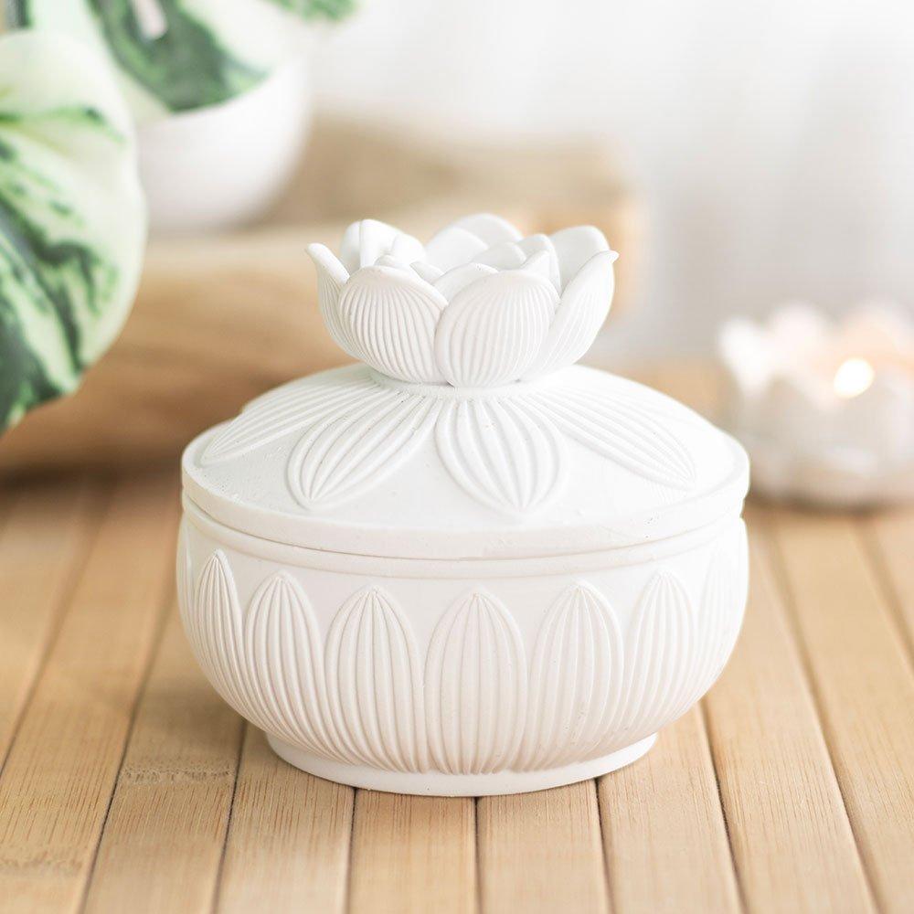 White - Something Different - White Lotus Flower Trinket Box - 1