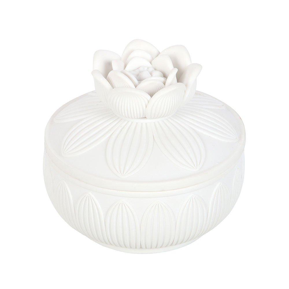 White - Something Different - White Lotus Flower Trinket Box - 2