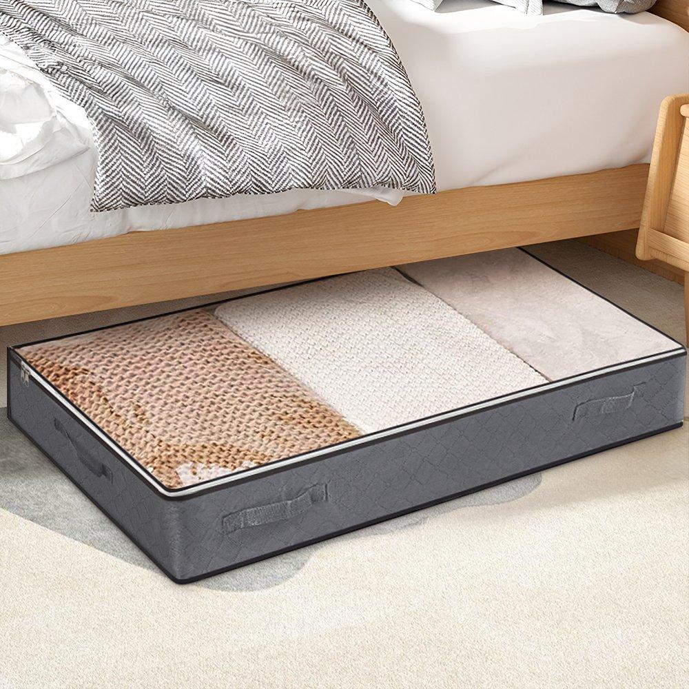 Grey - LIFE IDEAS - 4pcs Fabric Clothes Storage Box with Handles - 1