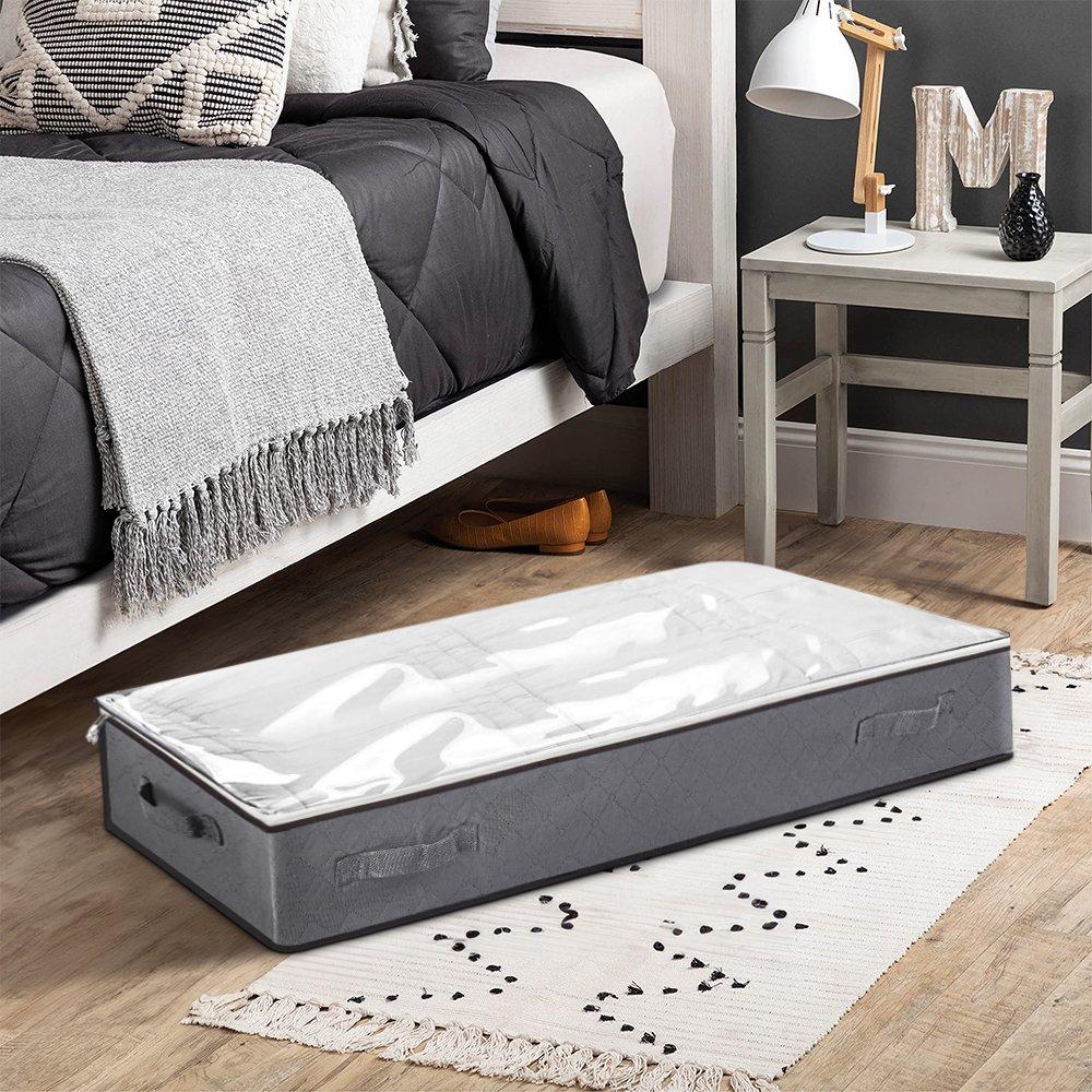 Grey - LIFE IDEAS - 4pcs Fabric Clothes Storage Box with Handles - 3