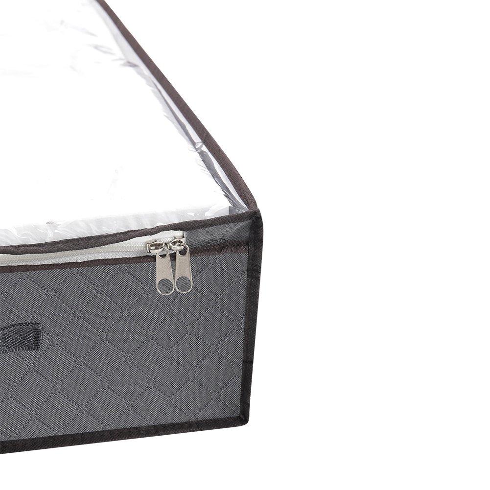 Grey - LIFE IDEAS - 4pcs Fabric Clothes Storage Box with Handles - 9