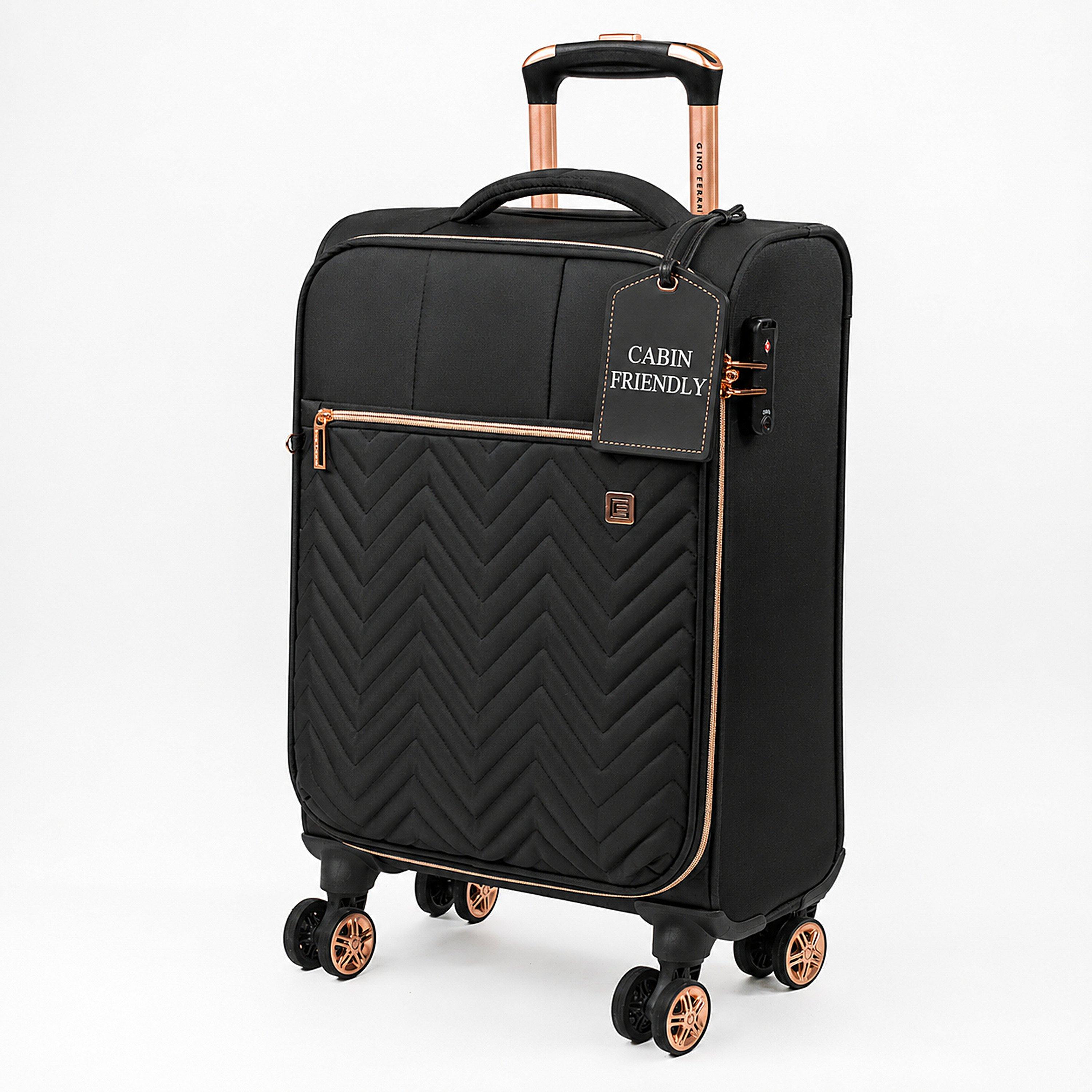 Black - Gino Ferrari - Biella Soft Shell Cabin Suitcase Flight Luggage - 2