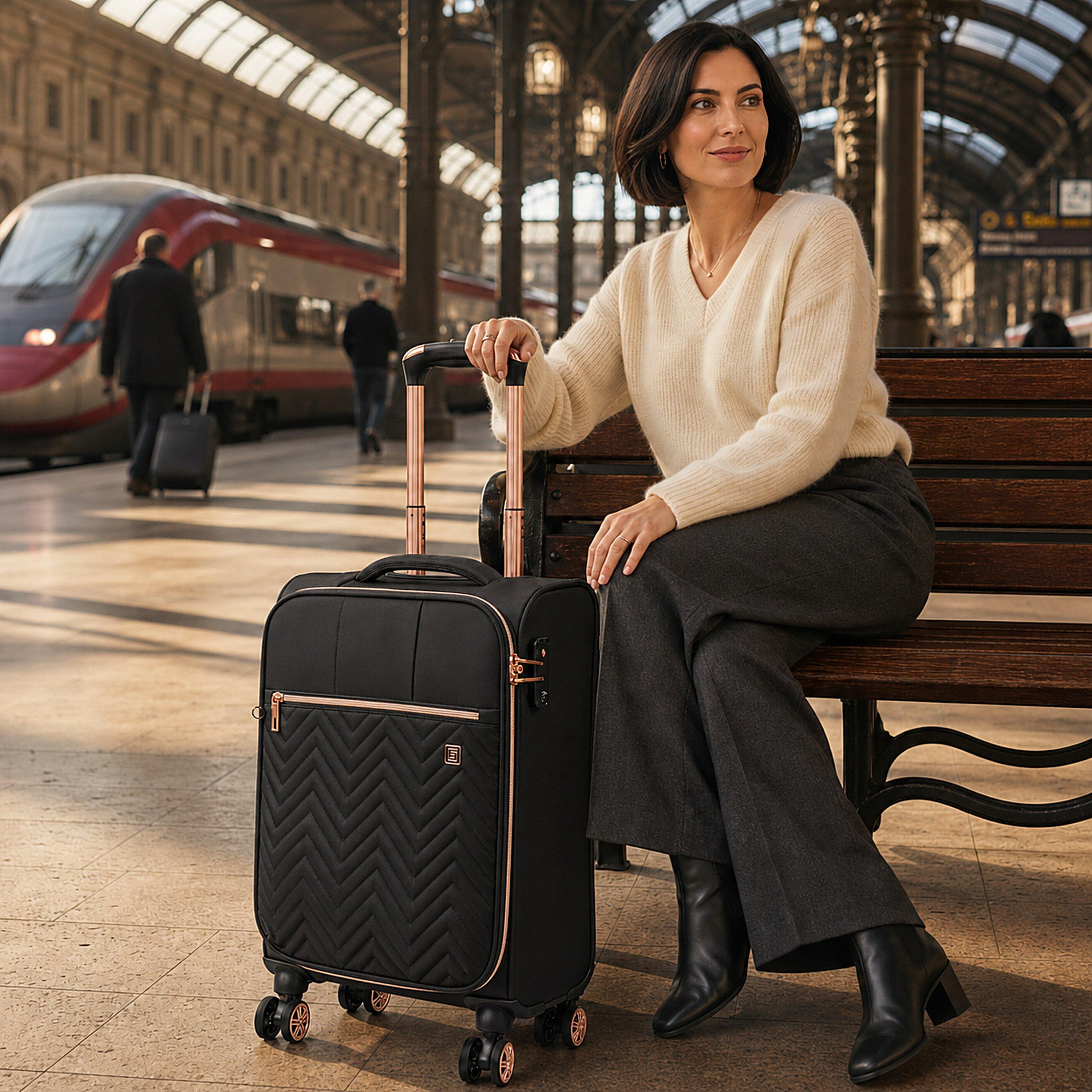 Black - Gino Ferrari - Biella Soft Shell Cabin Suitcase Flight Luggage - 11