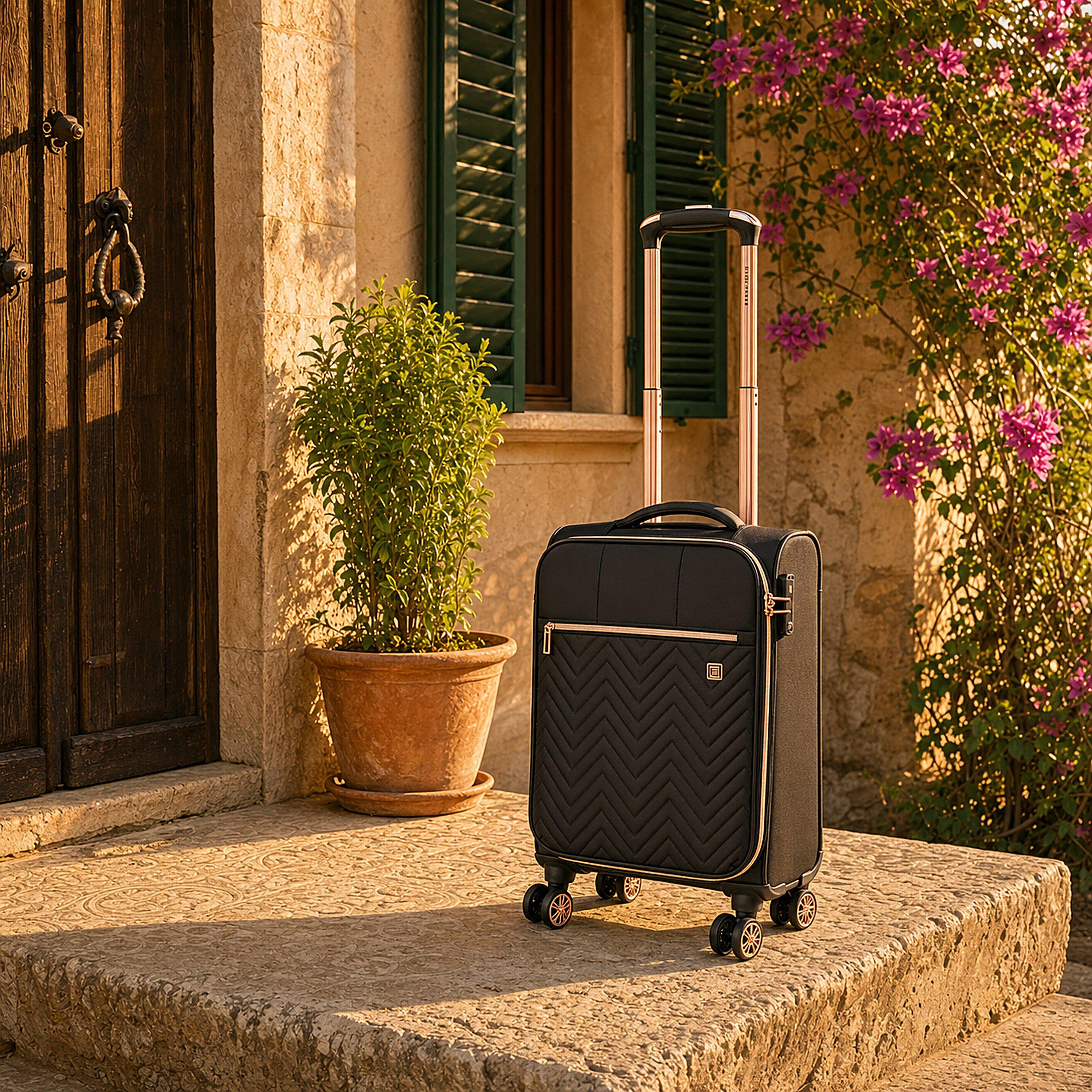 Black - Gino Ferrari - Biella Soft Shell Cabin Suitcase Flight Luggage - 12