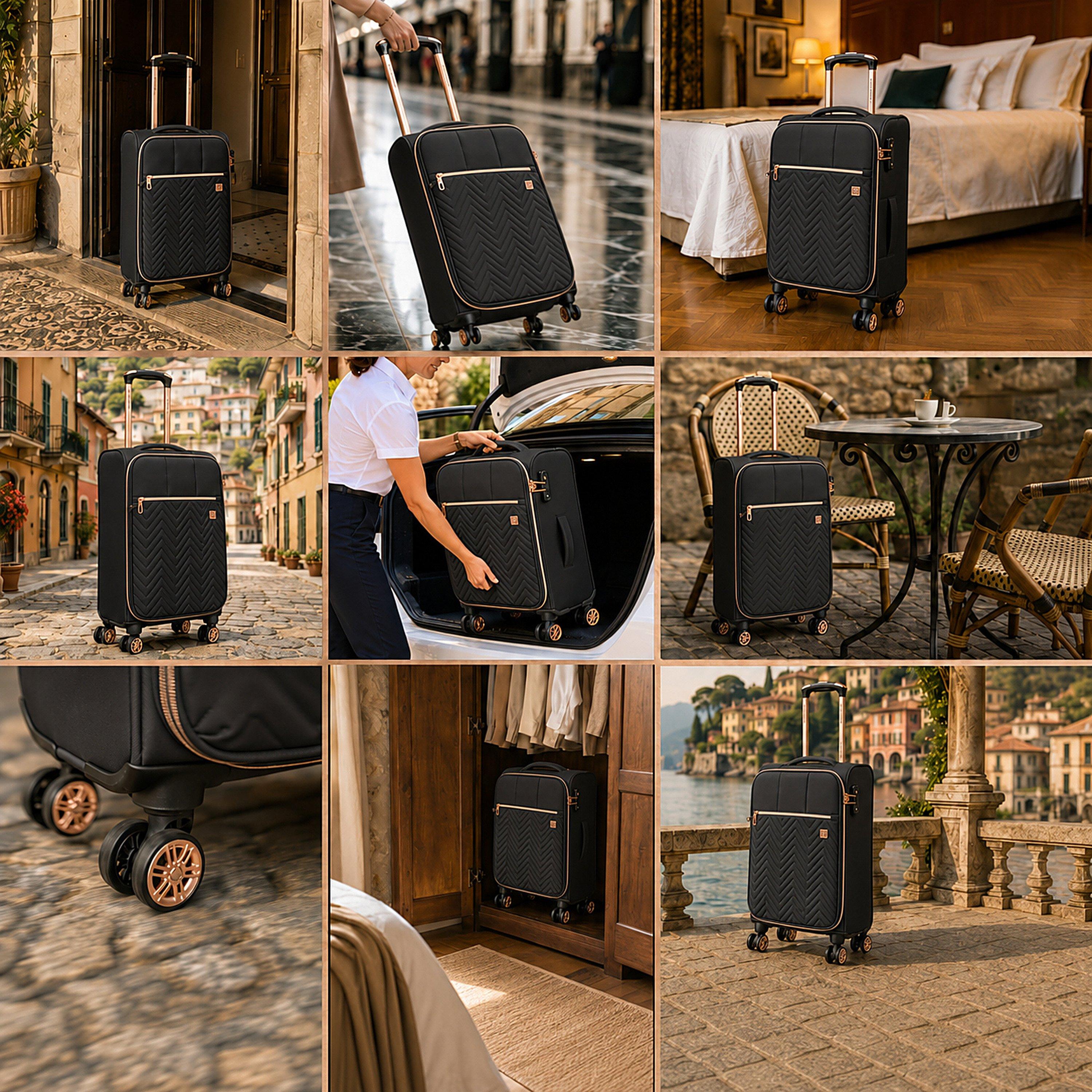 Black - Gino Ferrari - Biella Soft Shell Cabin Suitcase Flight Luggage - 4