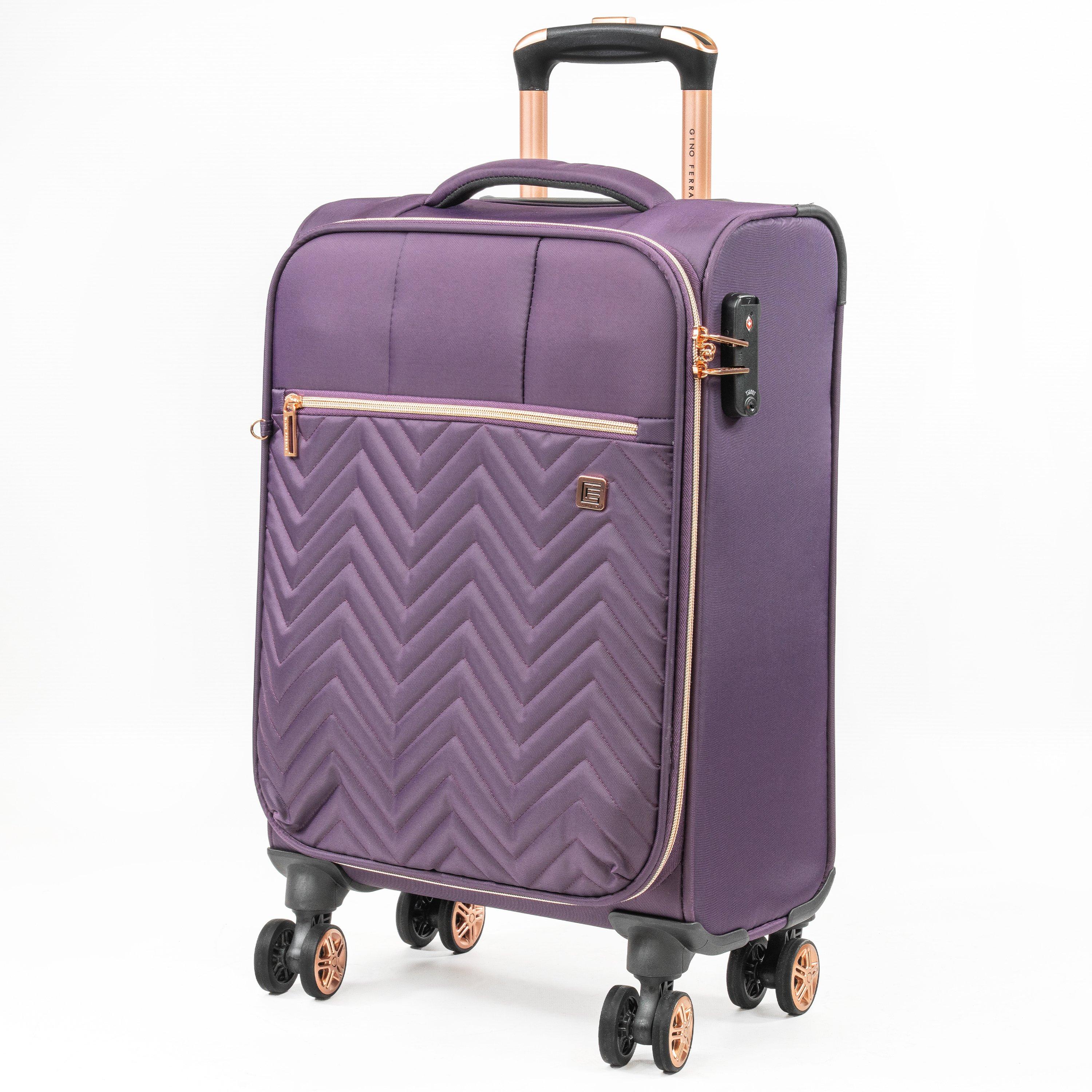 Purple - Gino Ferrari - Biella Soft Shell Cabin Suitcase Flight Luggage - 1