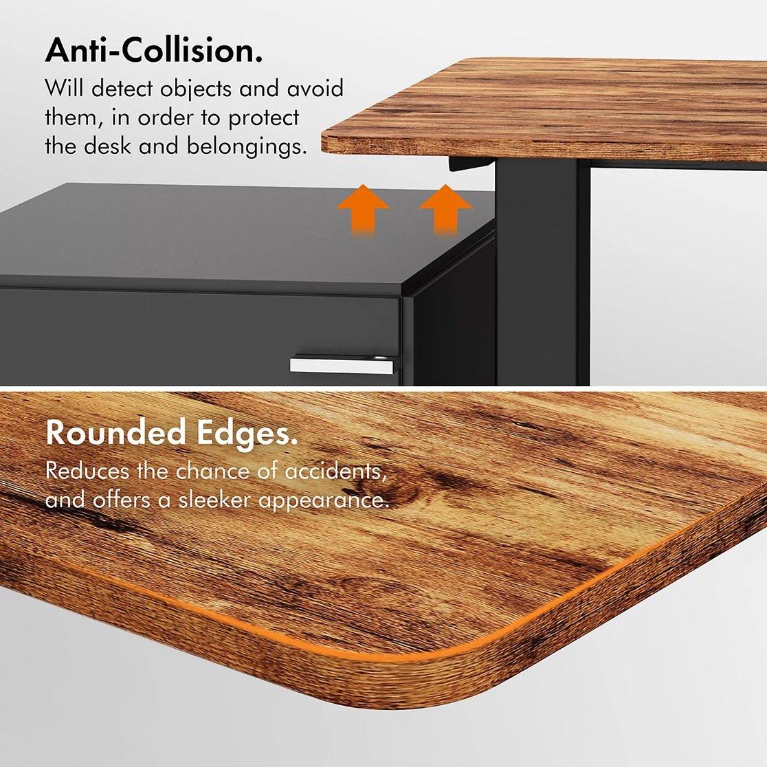 Black - VonHaus - Black Standing Desk with Walnut Desktop 120x60cm - 6