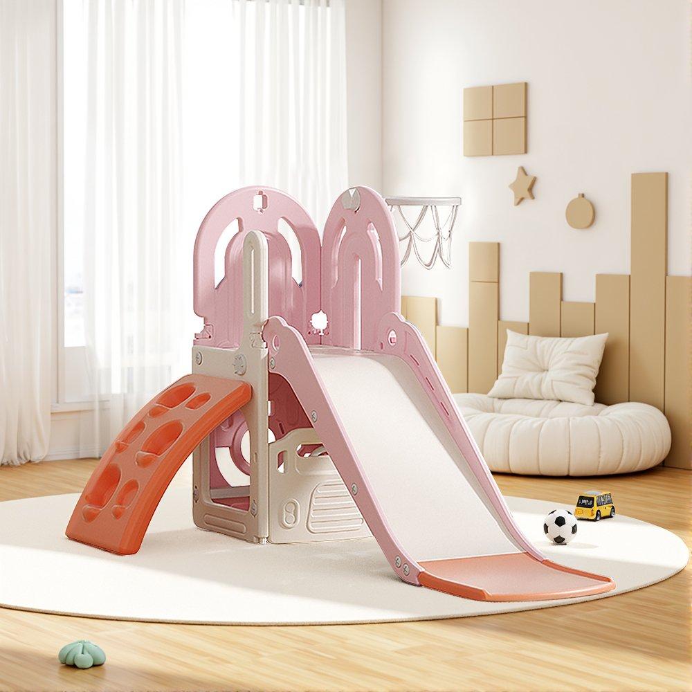 Pink - KIDKID - 4-in-1 Toddler Freestanding Climber and Slide Set - 1