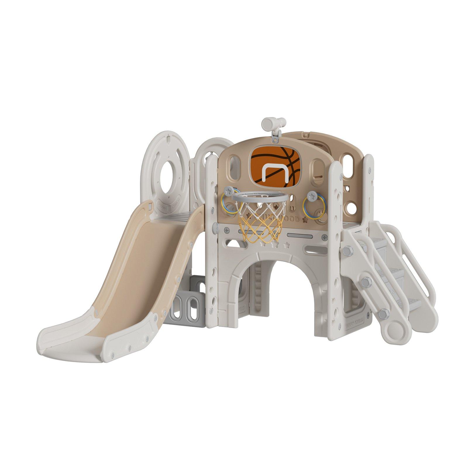 Beige Brown - KIDKID - Toddler Slide and Climber Playset - 1