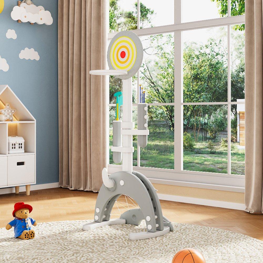 Grey - KIDKID - Toddler 6 in 1 Basketball Stand Set - 2