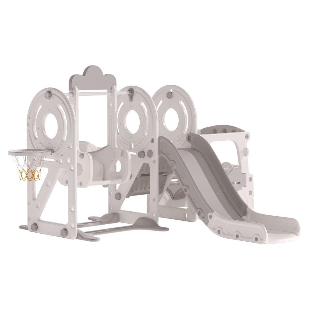 Grey - KIDKID - 3-in-1 Kids Toddler Swing and Slide Set Climber - 4