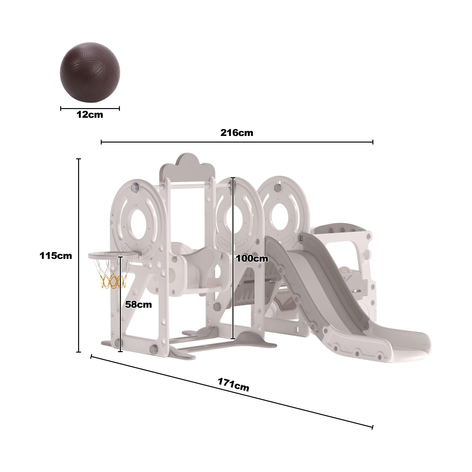 Grey - KIDKID - 3-in-1 Kids Toddler Swing and Slide Set Climber - 10