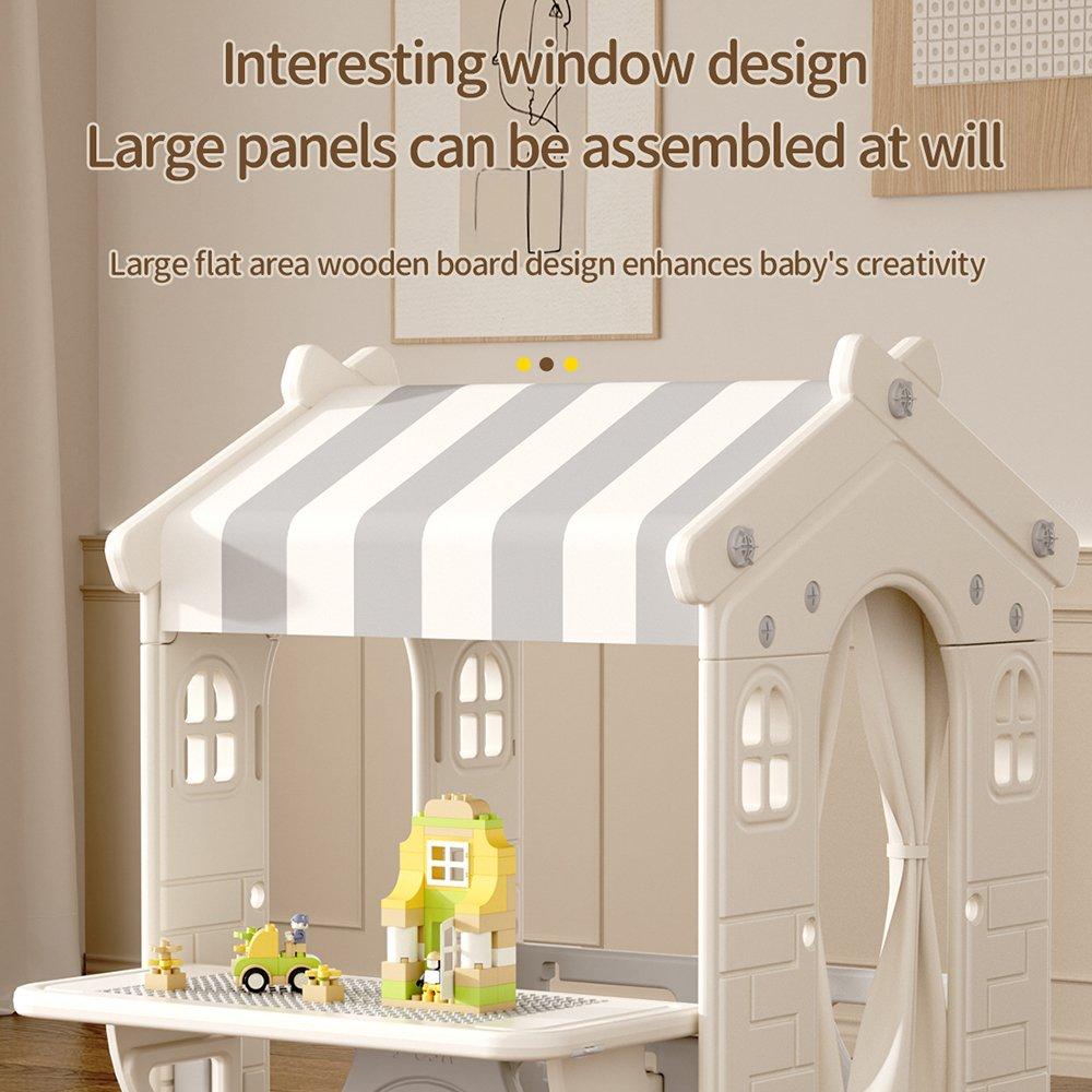 Beige Grey - KIDKID - Toddler Slide Climber Playhouse Combo - 5