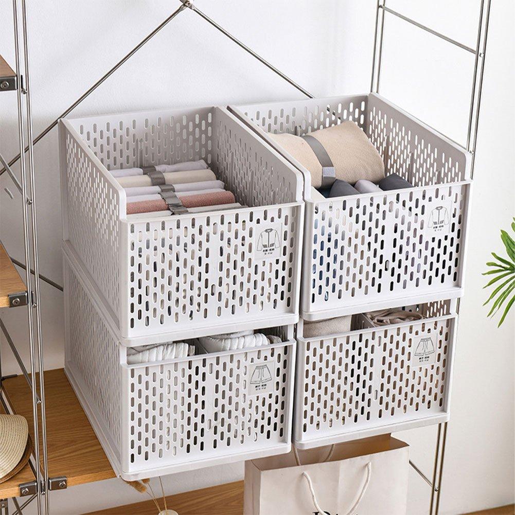 Off White - LIFE IDEAS - 2pcs Stackable Clothes Storage Basket - 3