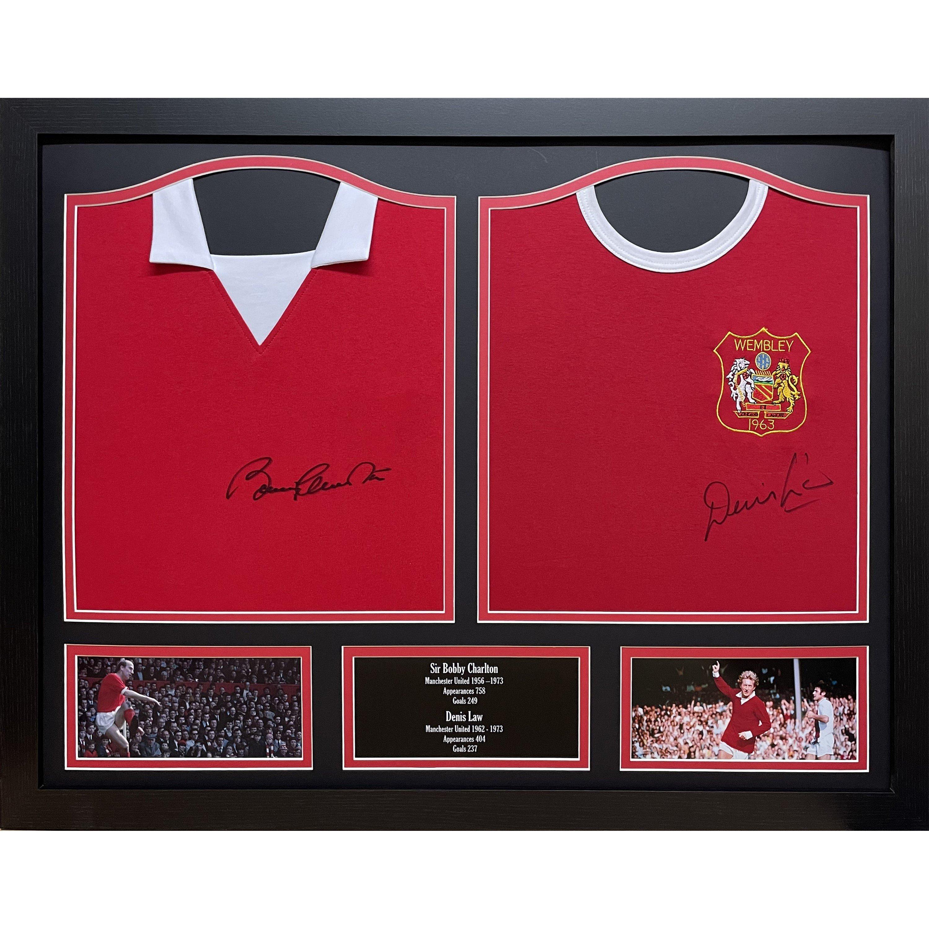 Red - AllStarSignings Ltd - Sir Bobby Charlton and Denis Law signed Manchester - 1