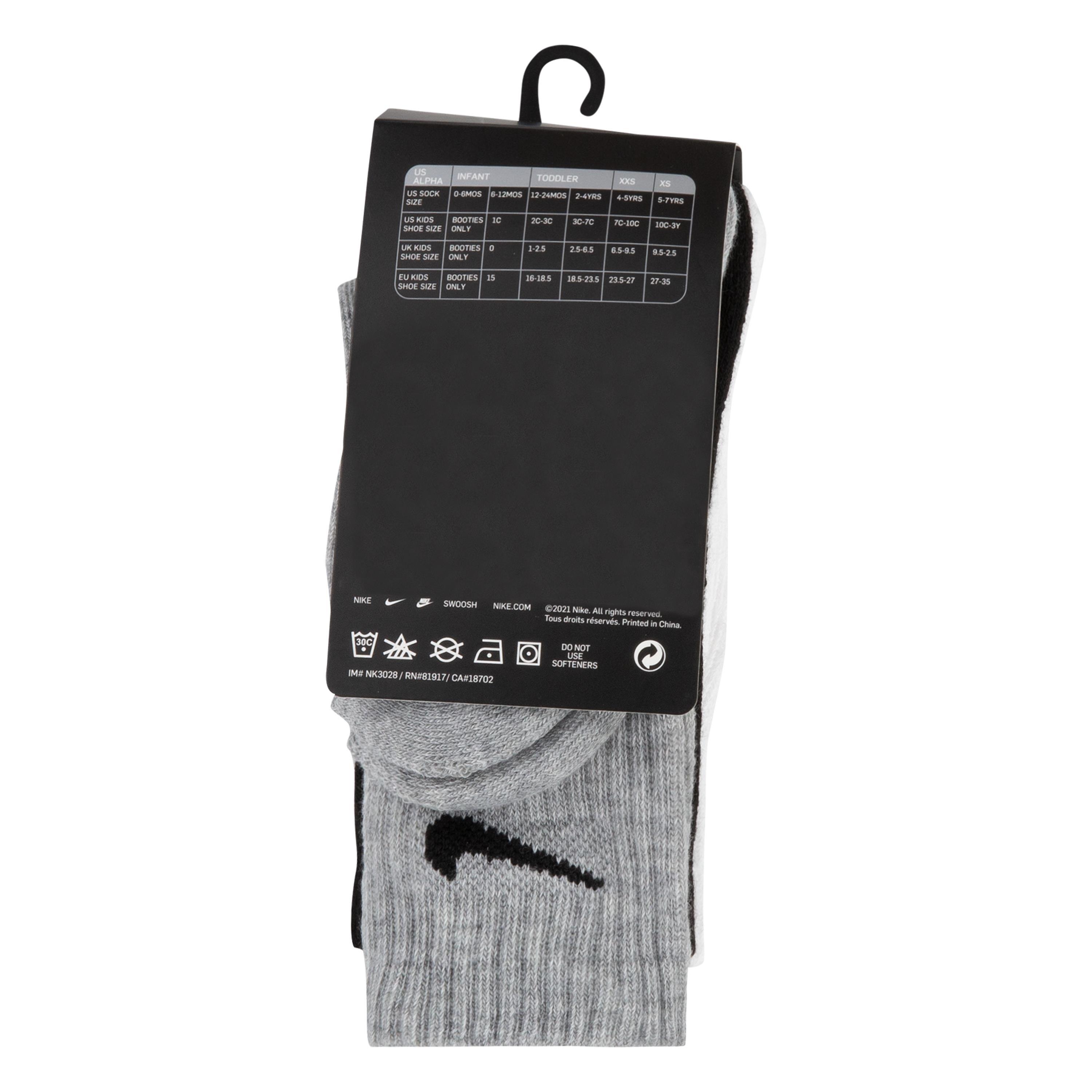 Hvid/Grå - Nike - Basic Crew 3Pk Sock Infants - 3