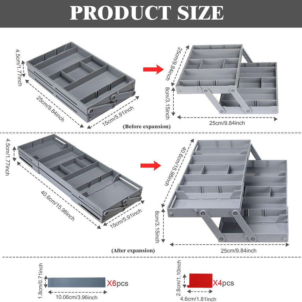 Grey - LIFE IDEAS - 2pcs Drawer Organiser Storage Tray - 2
