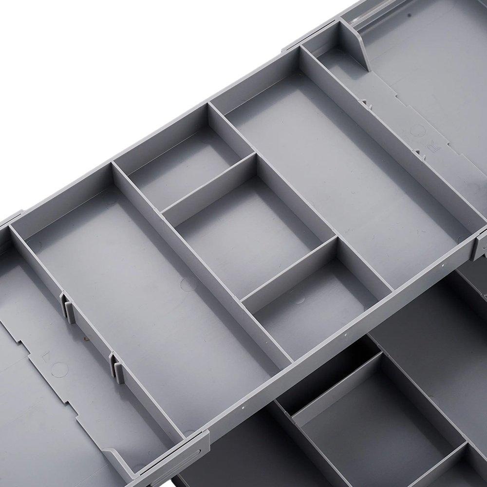 Grey - LIFE IDEAS - 2pcs Drawer Organiser Storage Tray - 7