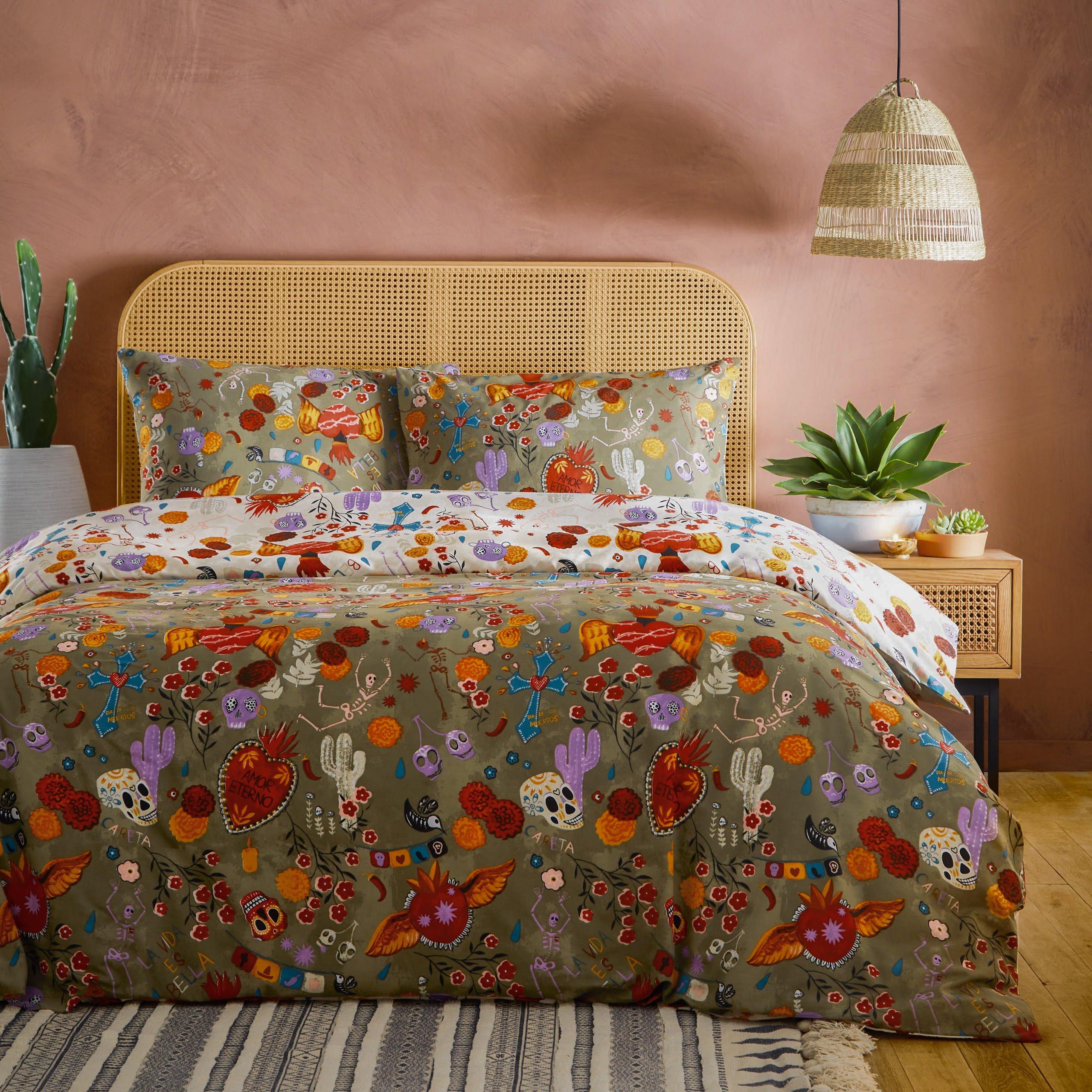 Multicoloured - furn. - La Vida Festive Reversible Duvet Set - 4