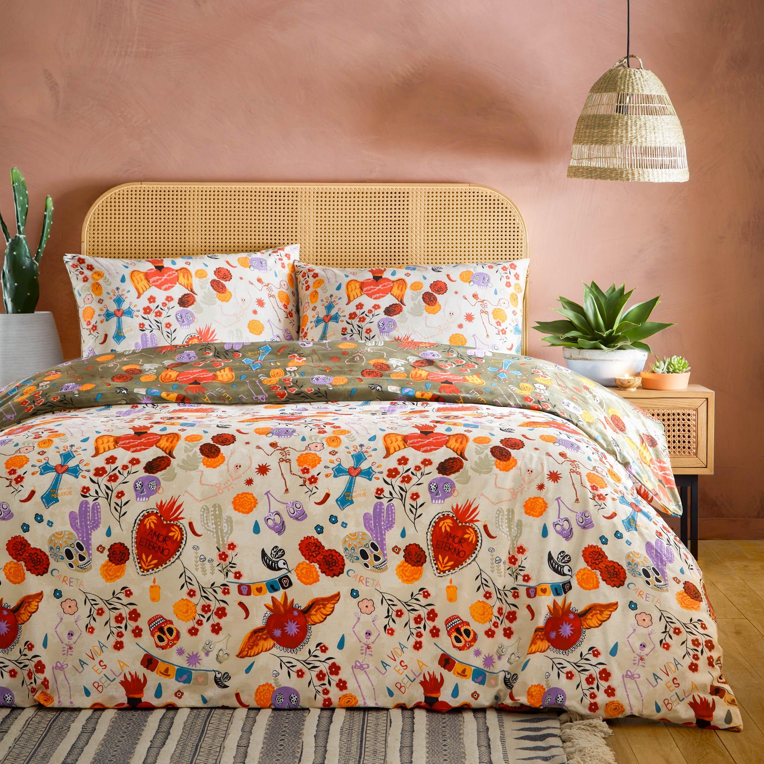 Multicoloured - furn. - La Vida Festive Reversible Duvet Set - 5