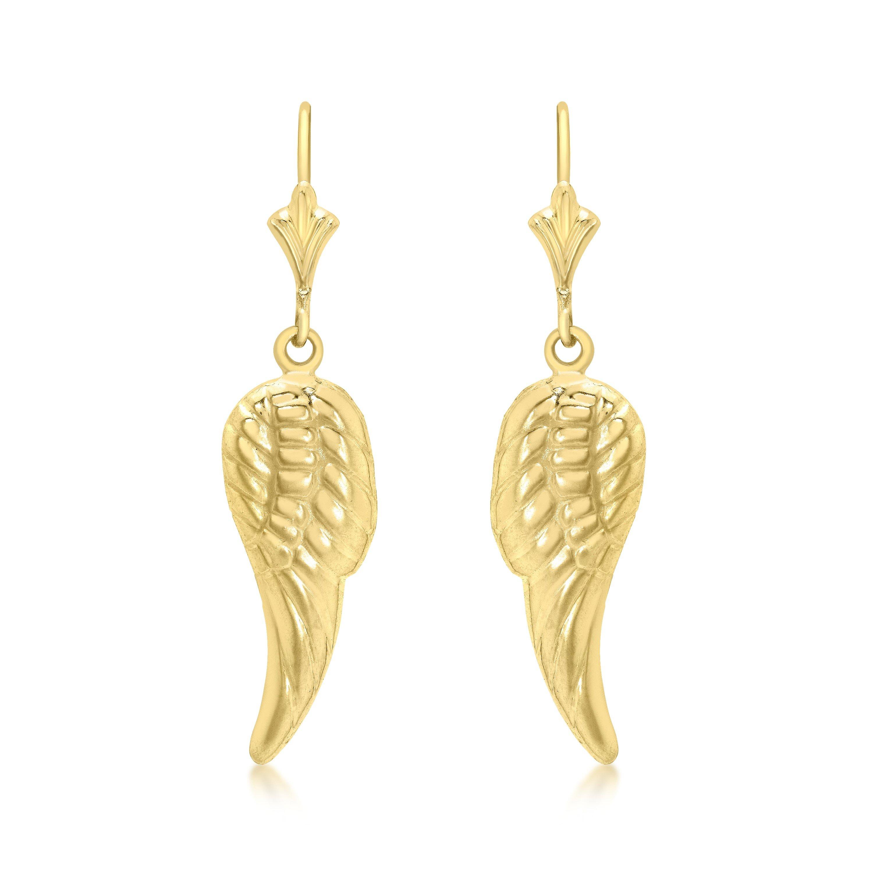 Yellow Gold - Be You - 9ct Gold Angel-Wing Drop Earrings - 1