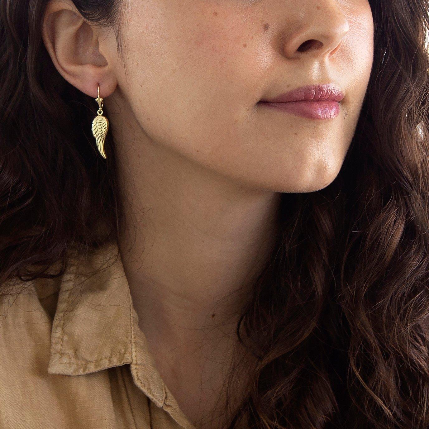 Yellow Gold - Be You - 9ct Gold Angel-Wing Drop Earrings - 2