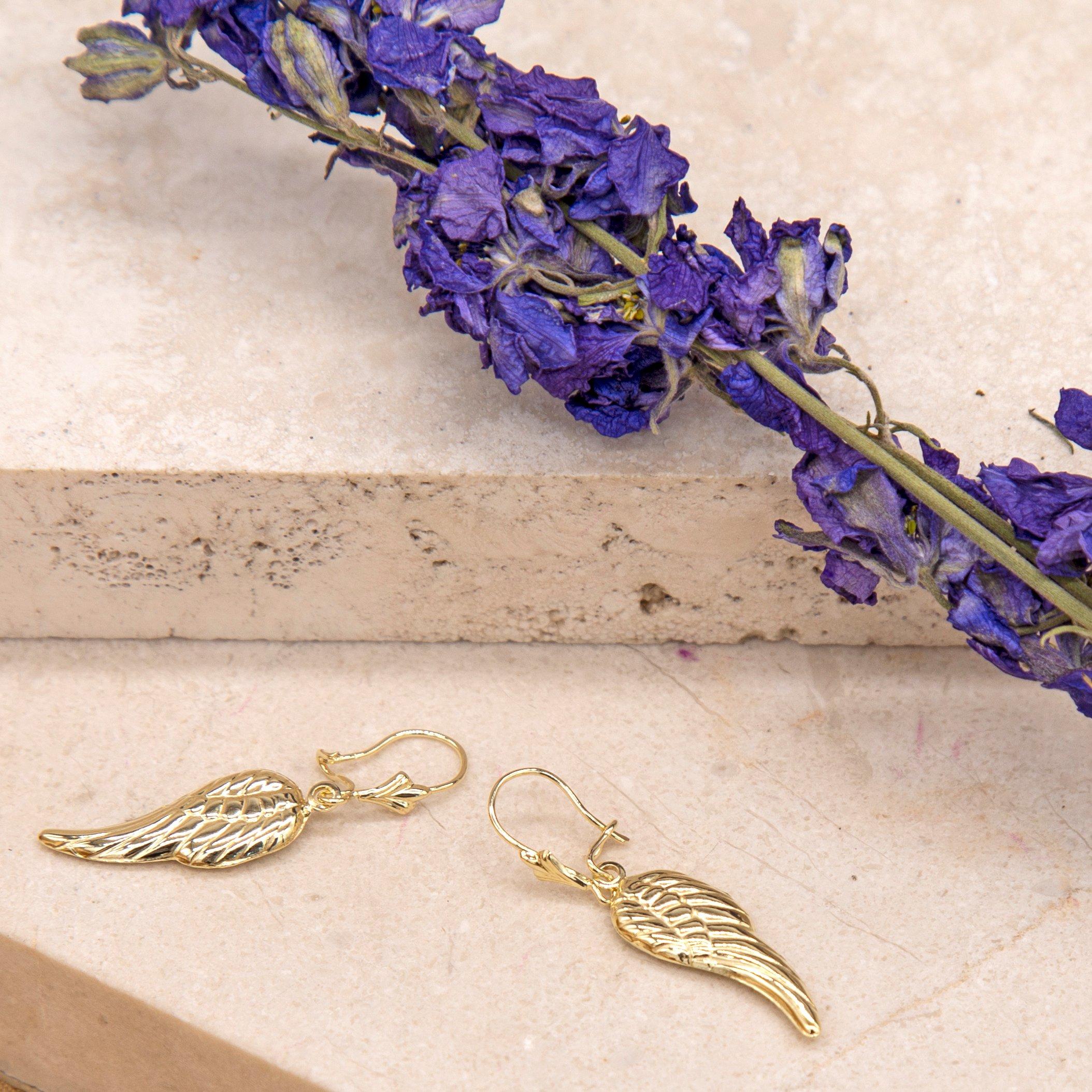 Yellow Gold - Be You - 9ct Gold Angel-Wing Drop Earrings - 3