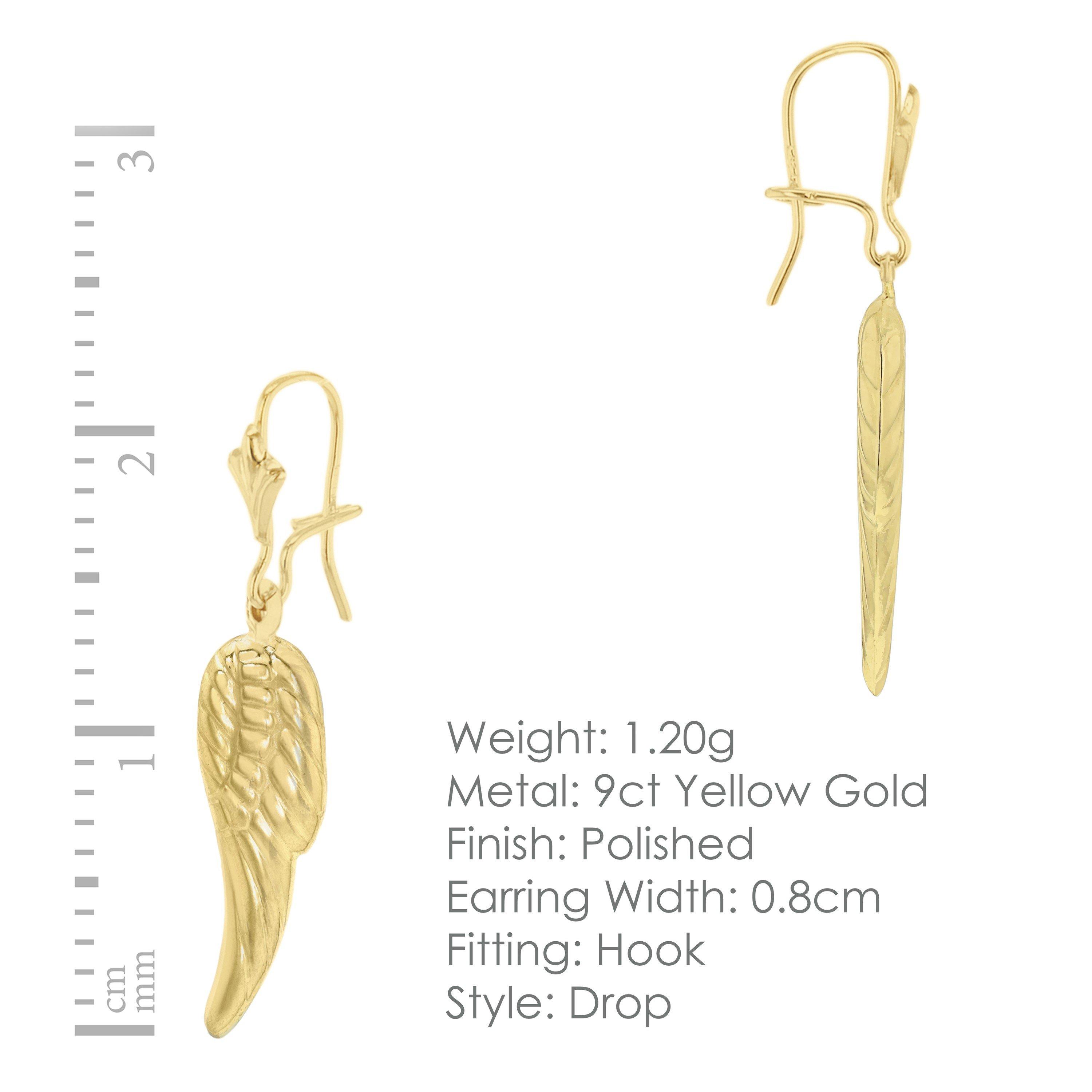 Yellow Gold - Be You - 9ct Gold Angel-Wing Drop Earrings - 4
