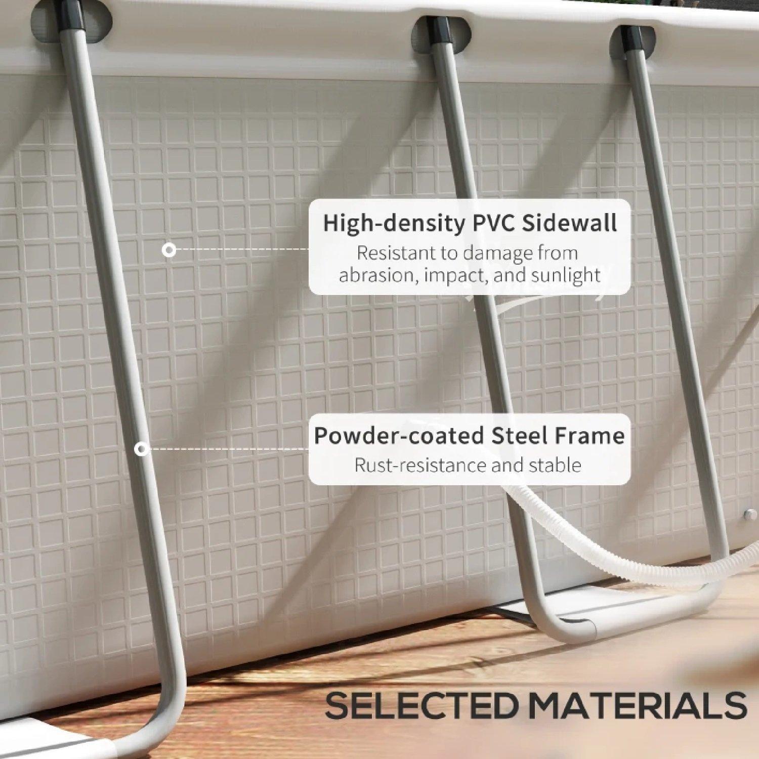 Grey - Outsunny - Rectangle Steel Frame Swimming Pool - 6