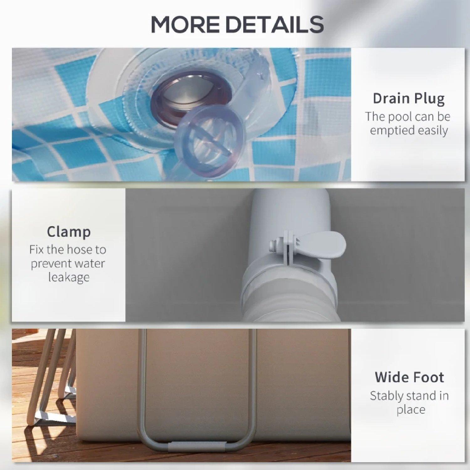 Grey - Outsunny - Rectangle Steel Frame Swimming Pool - 7