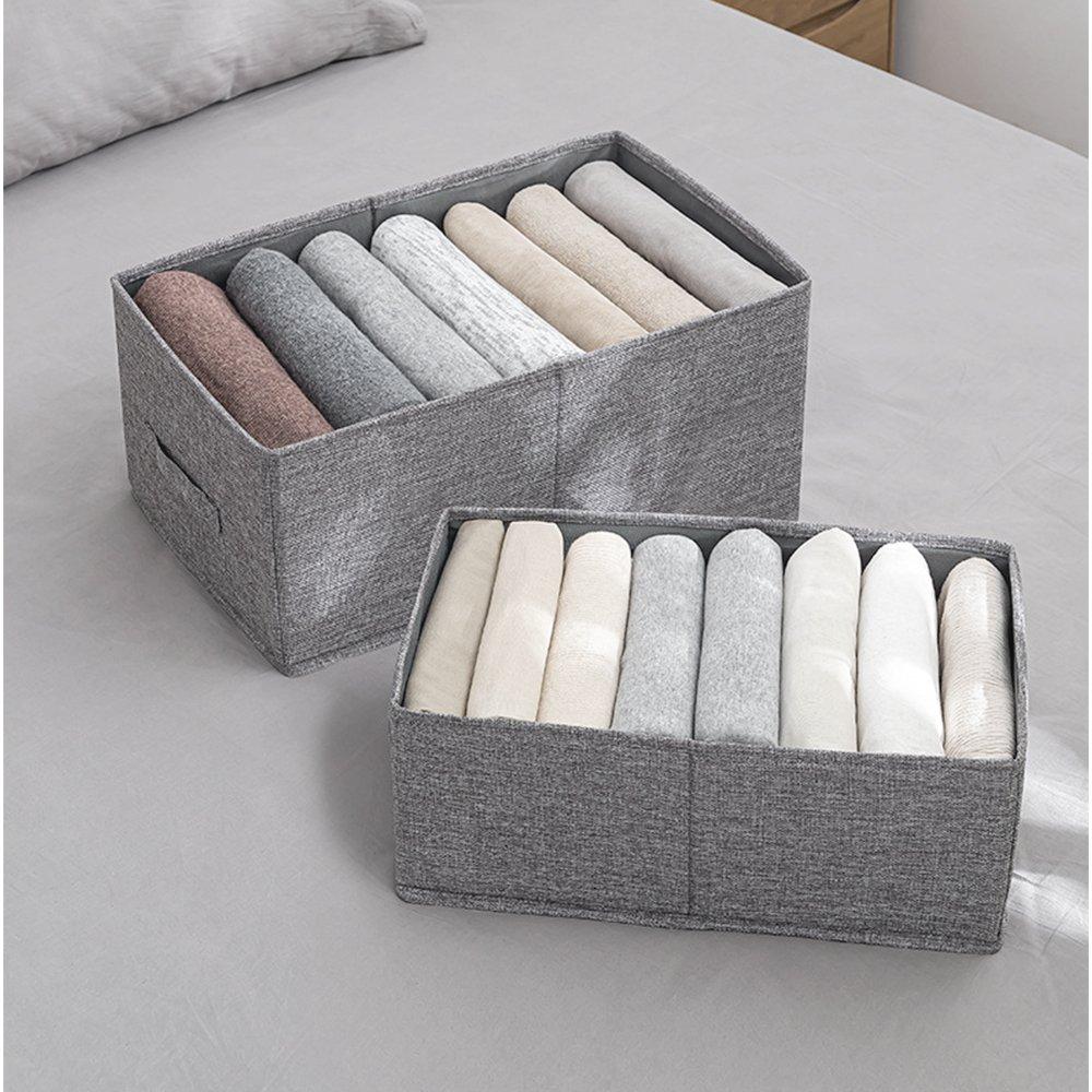 Grey - LIFE IDEAS - 3pcs Foldable Fabric Clothes Storage Organizer - 1
