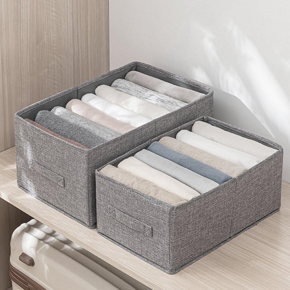 Grey - LIFE IDEAS - 3pcs Foldable Fabric Clothes Storage Organizer - 3